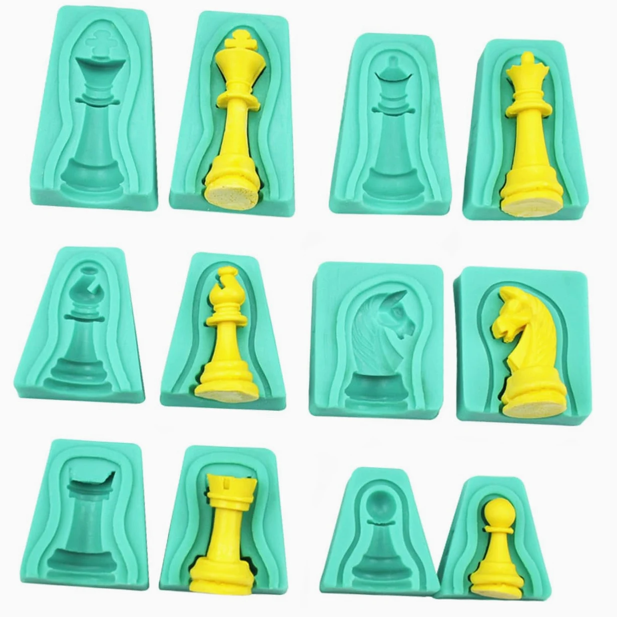 VANZACK 12 piezas Molde de Silicona Ajedrez para Chocolate y Repostería Creativas para Hornear Pasteles Moldes Seguros y Versátiles para Tartas Mousse y Gelatinas para DIY y Decoraciones
