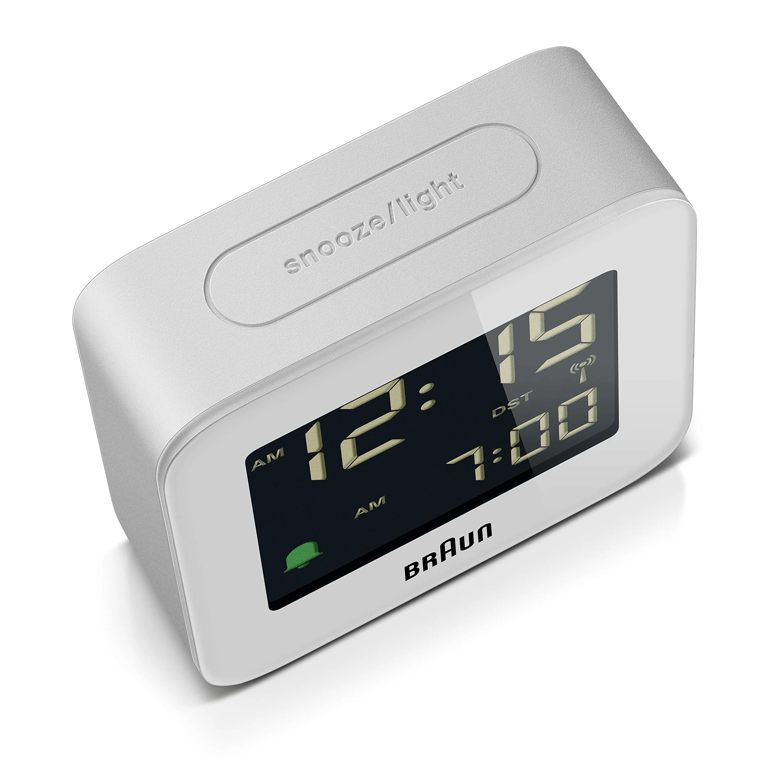 Braun Reloj Despertador de Viaje controlado por Radio Zona con Hora Central Europea (DCF) con función repetición, configuración rápida, Alarma por pitido en Crescendo Blanco, BC08W-DCF.
