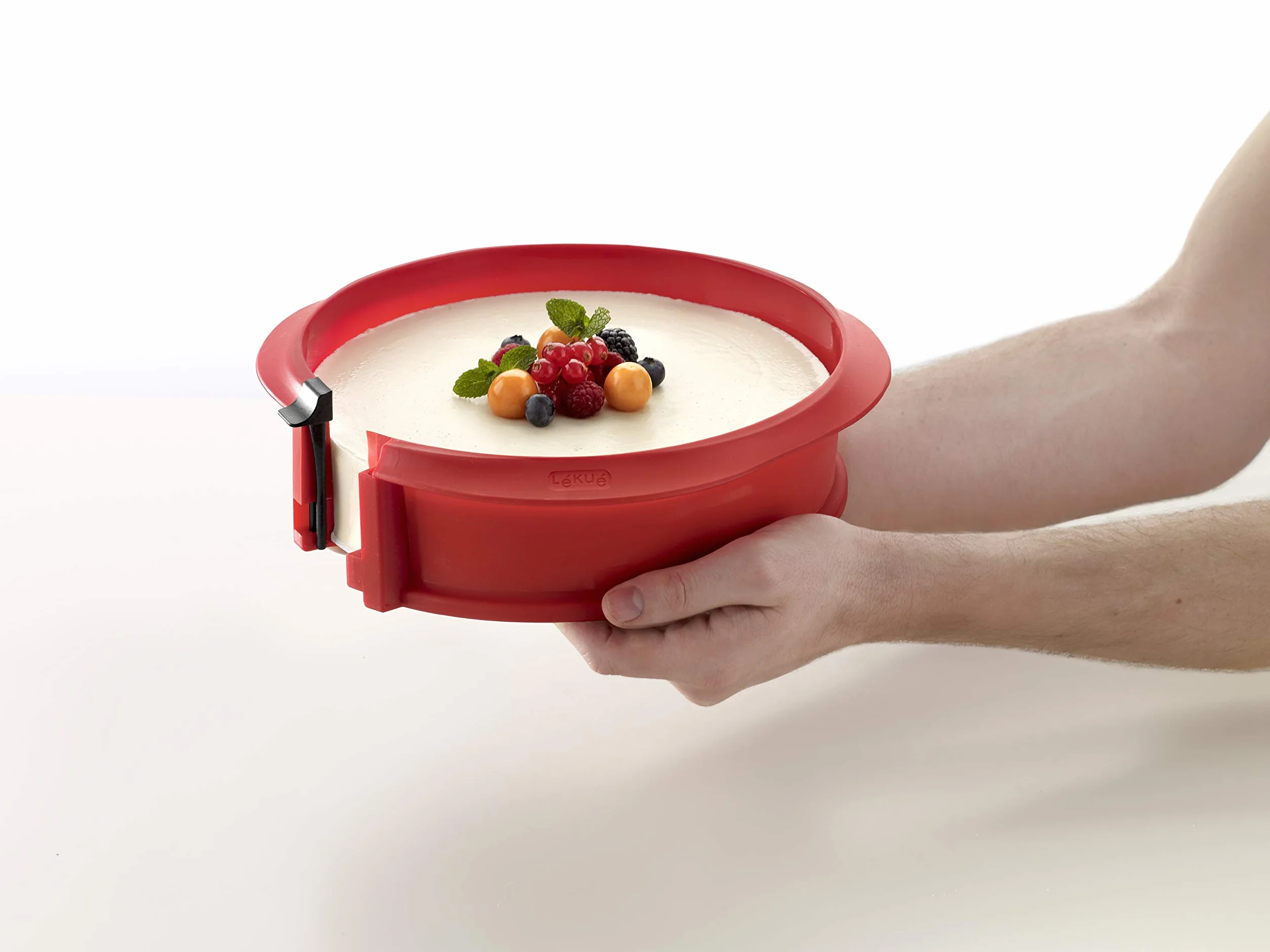 Lékué Molde desmontable duo pastel, silicona y cerámica Rojo, 23 cm