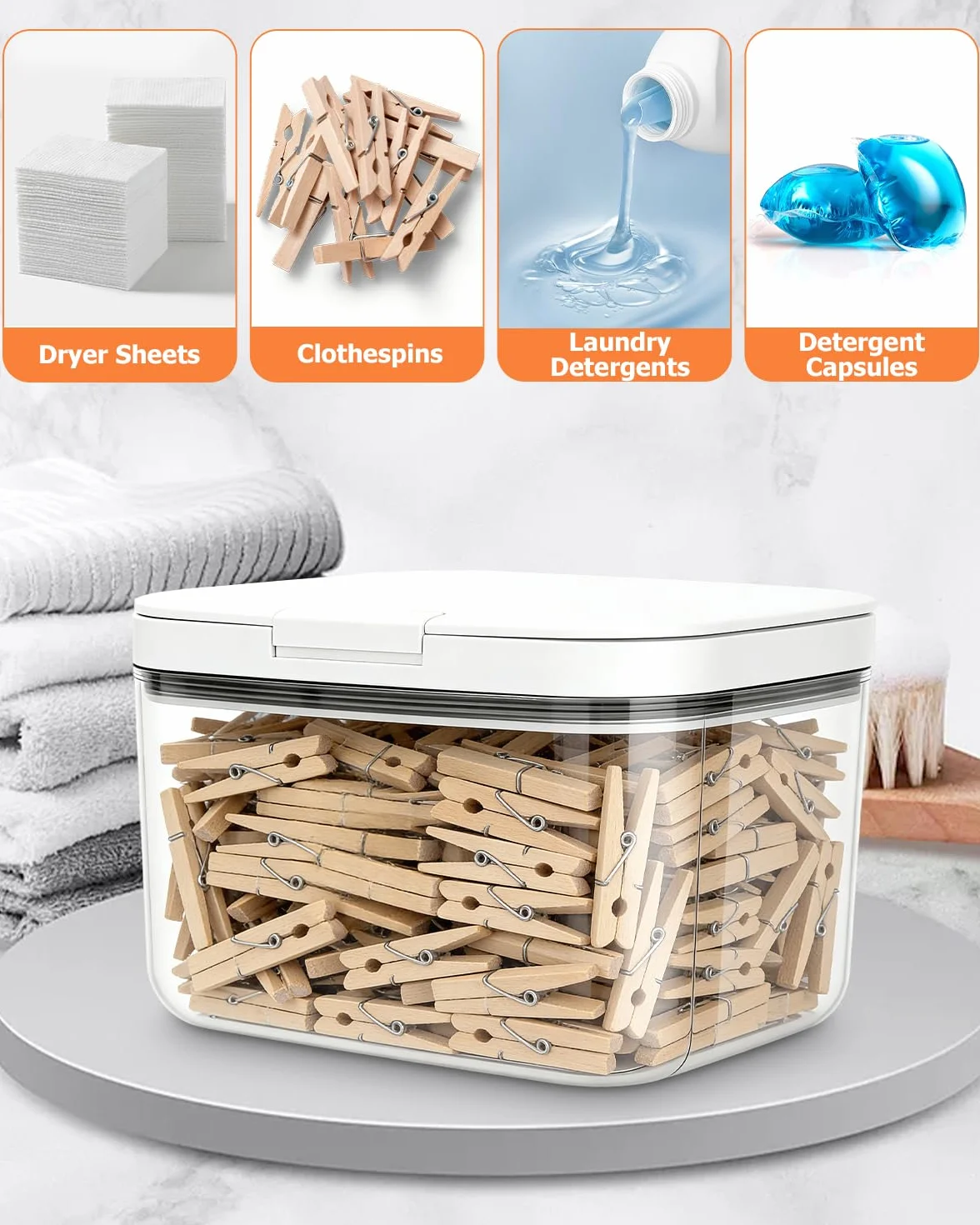 Almacenamiento de detergente, caja de almacenamiento de 2,8 l con tapa, dispensador de detergente en polvo, recipiente para detergente en polvo con tapa hermética, apto para detergente