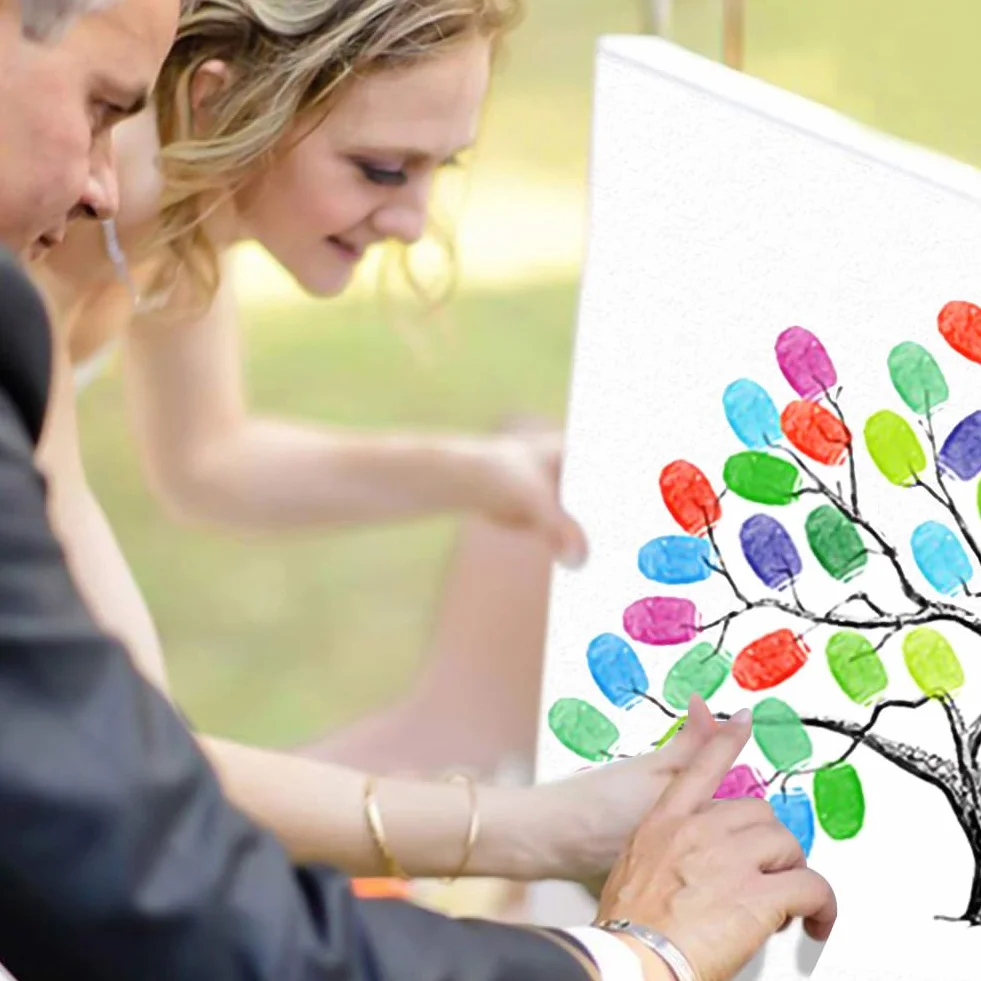 Arbol de Huellas Boda,rábol de Huellas Dactilares, Pintura de huellas dactilares de bricolaje, Boda Bricolaje Árbol de la Huella Digital Custom Wedding Thumbprint Tree,21x30cm