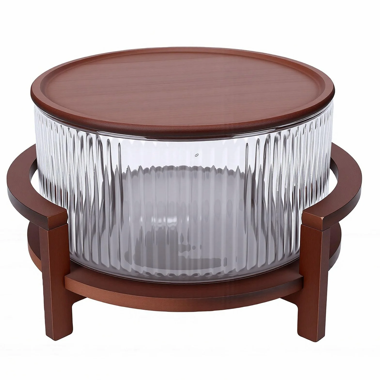 Fockety Ensaladera de Vidrio, Ensaladera de 4,3 L con Tapa y Base de Madera para Ensaladas, Pasta, Frutas y Aperitivos, Decorativa, Cuenco de Vidrio para Mezclar