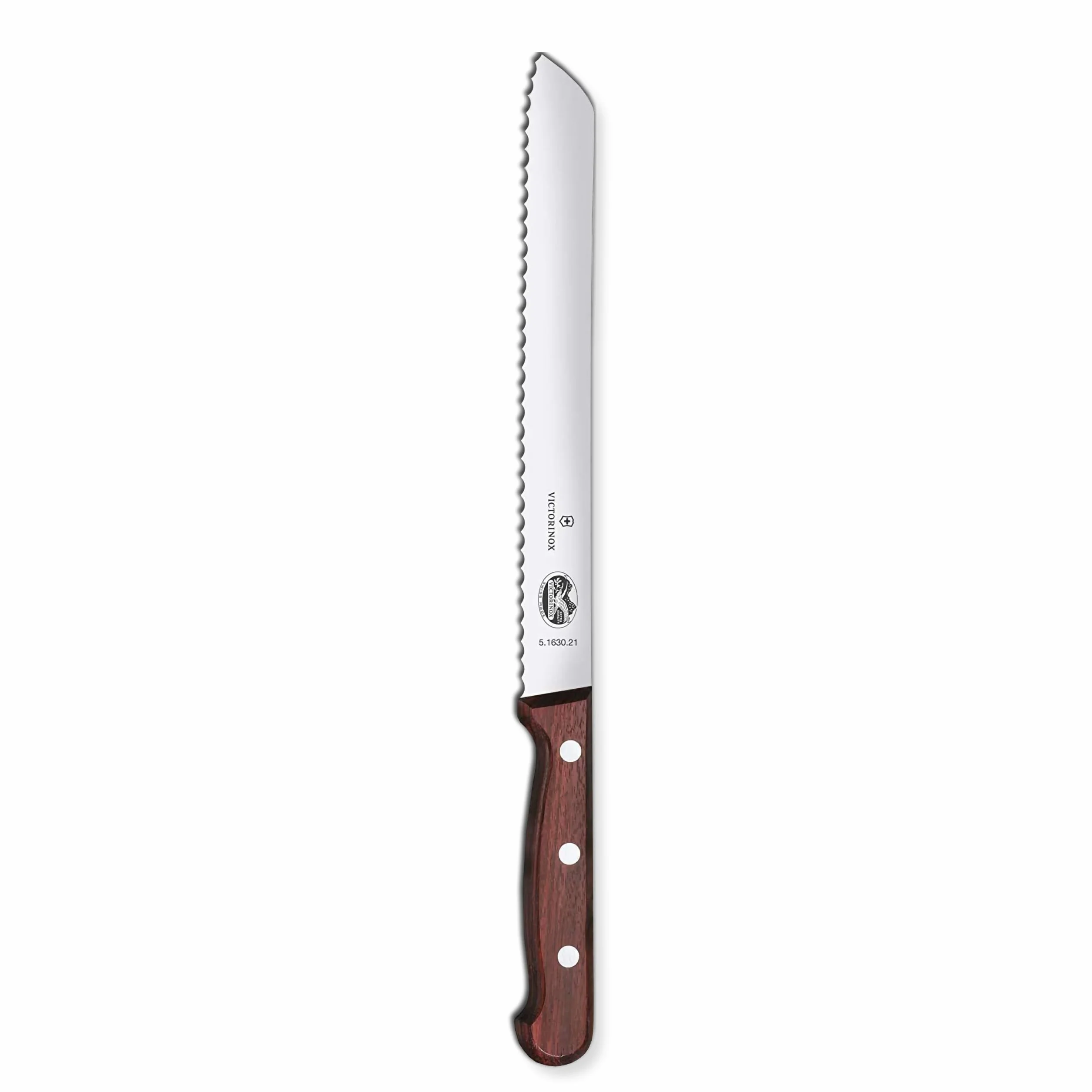 Victorinox Wood, cuchillo profesional para pan, filo dentado, hoja extra afilada, 21 cm, elegante mango de madera, acero inoxidable, marrón
