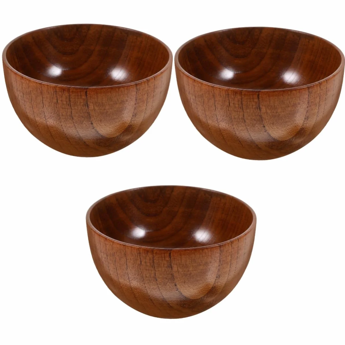 Cabilock 3 Piezas bol de madera ensaladera madera fruit bowl Ensaladera de tazón japonés de tazón de práctico bochas tazón de sopa de cuencos de