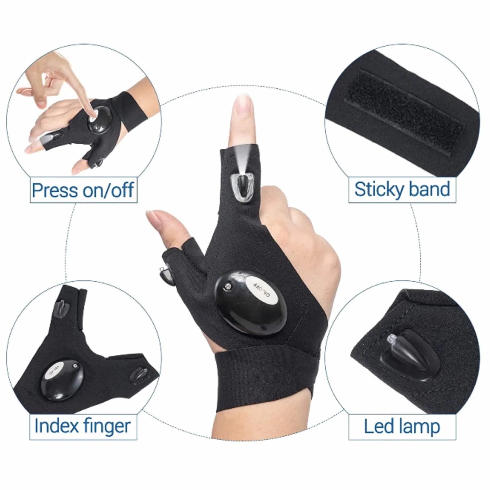 Guantes impermeables con luces para hombre, accesorios de pesca, regalos de Papá Noel