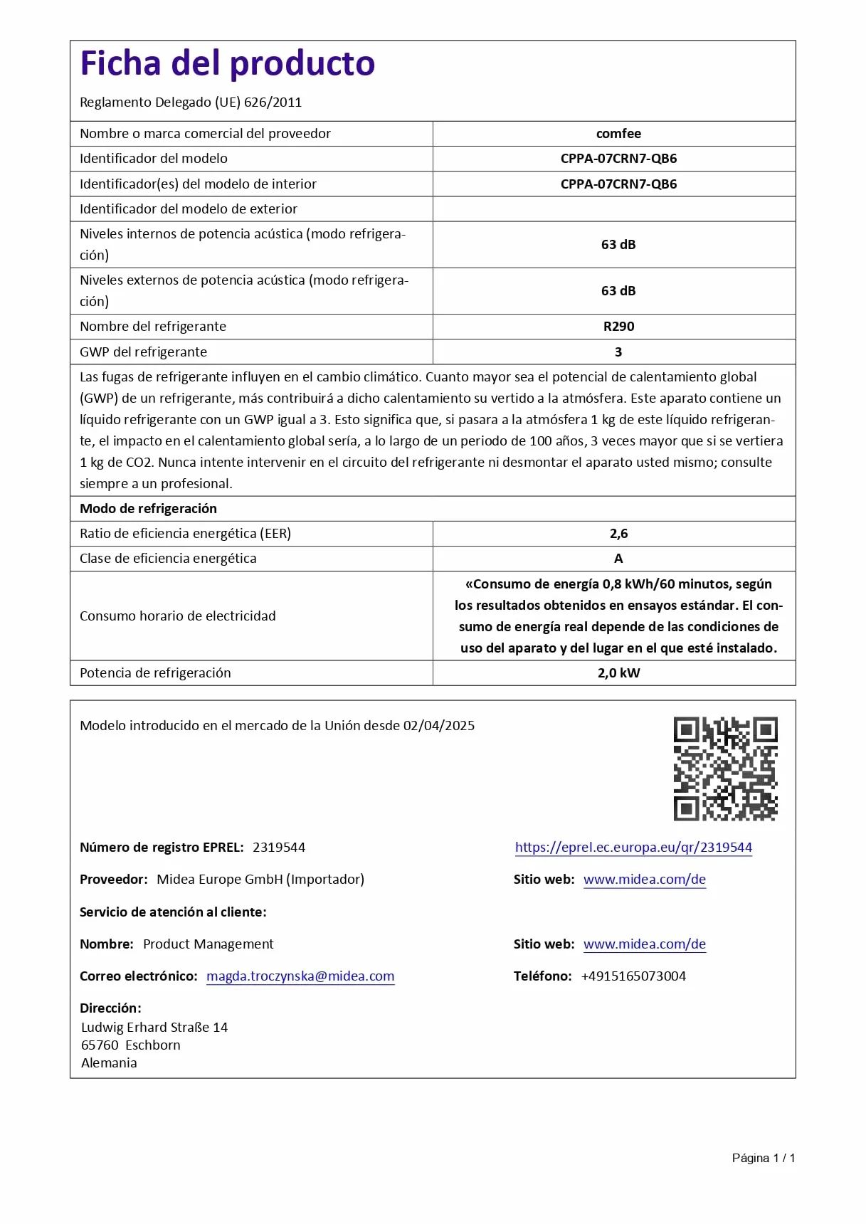 COMFEE Pingüino Aire Acondicionado Portátil 3 en 1 | 7000 BTU/1800 Frigorías Con App + Mando a Distancia | Climatizador y Deshumidificador | Bajo Consumo | Función Follow Me | Incluye kit de ventana