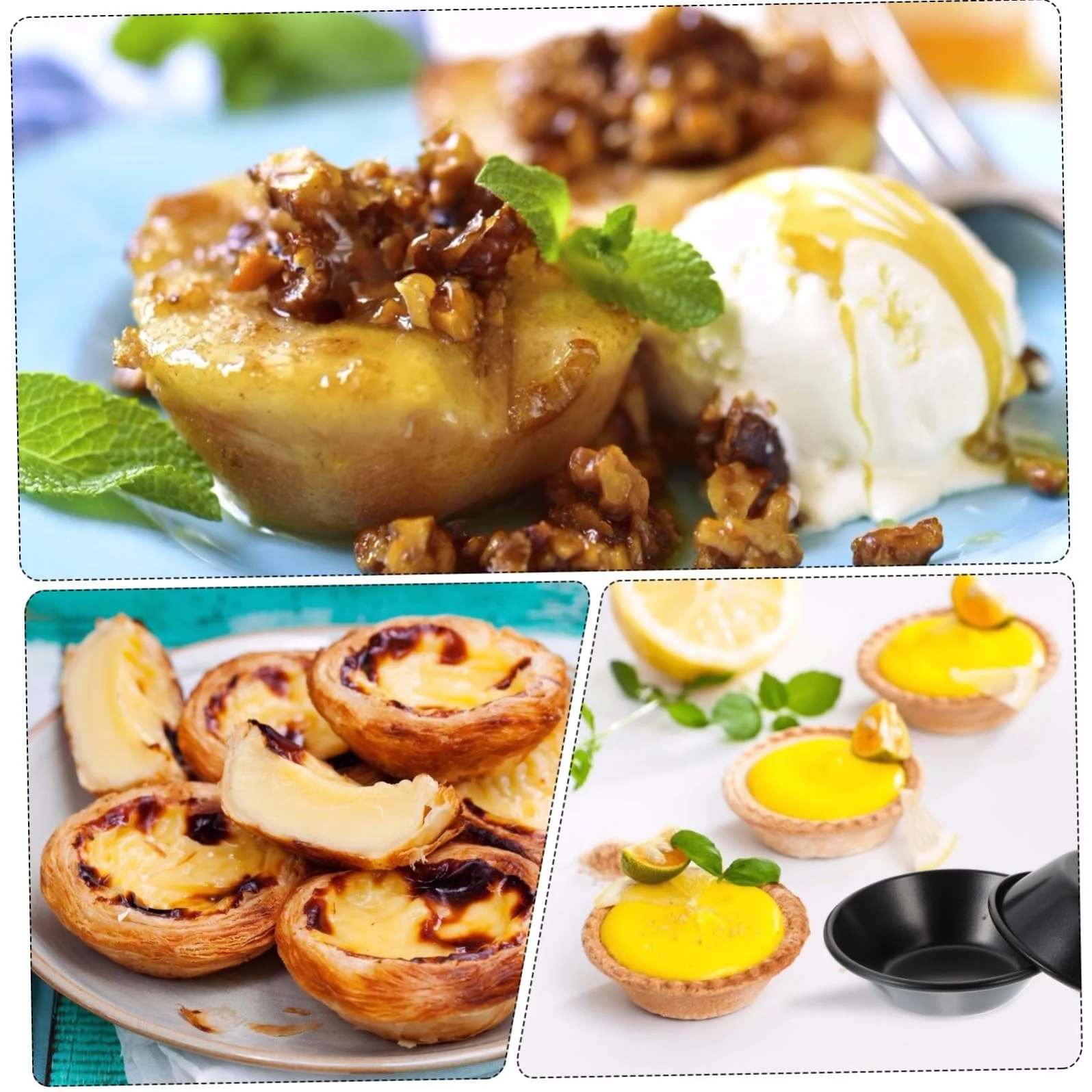 Set 10 Moldes Antiadherentes para Tartaletas, Moldes para Pasteles de Nata Portugueses 8cm, Formas Reutilizables para Mini Tartas y Quiches