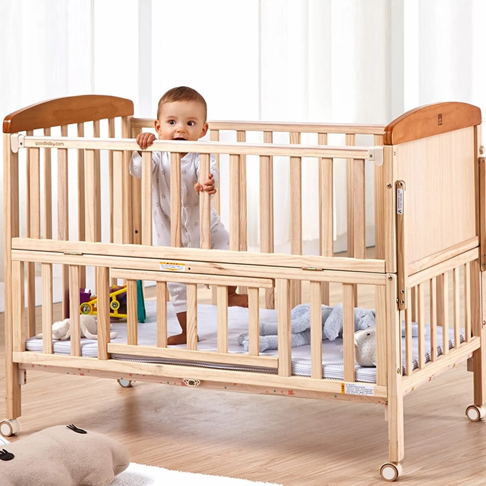 Ruedas para muebles infantiles con freno, 4 unidades, 7mm, Blancas