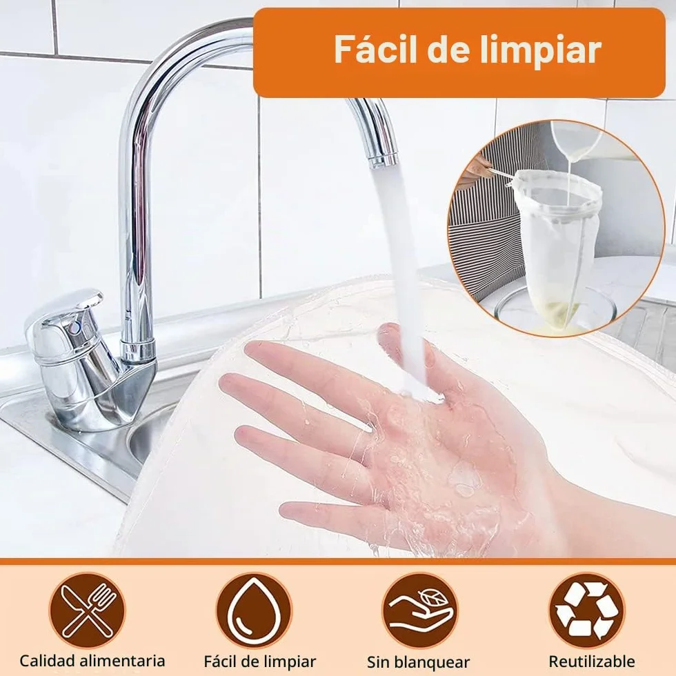 2 Piezas Tamiz Bolsas de Leche de Nuez, Colador de Yogur de Nailon, Filtro de Alimentos, Malla Fina para Queso, Jugo, Leche y Vegetales