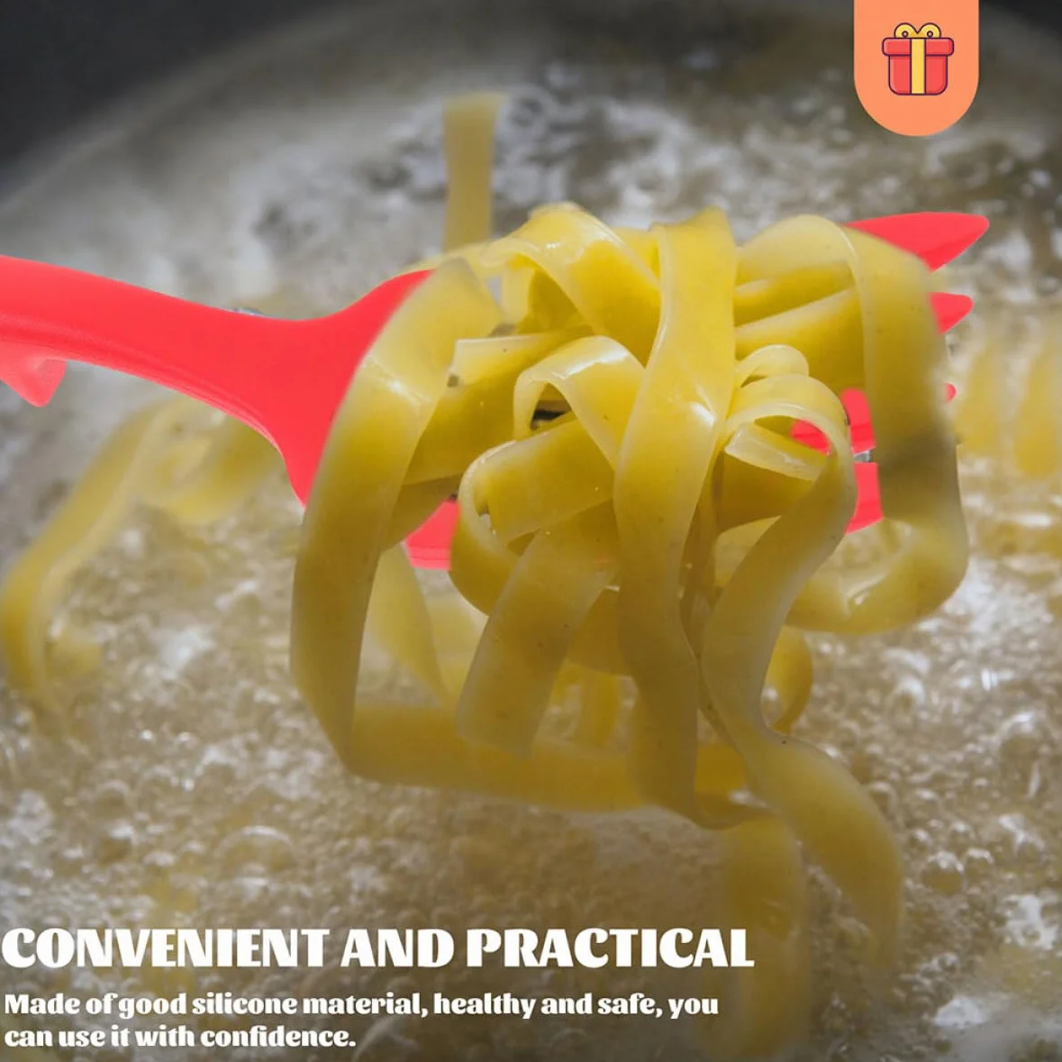 Ciieeo Tenedor de Silicona Flexible Horquilla Multifunción 2 Unidades para Cocina Ergonómico y Antiadherente para Pasta y Uso Doméstico
