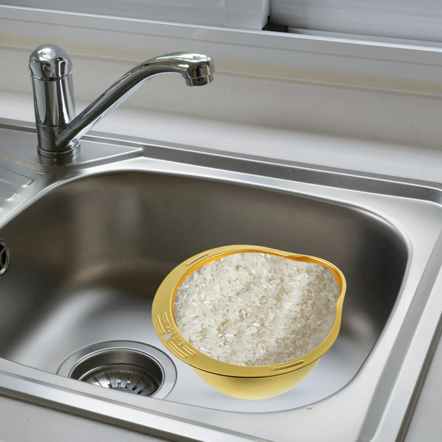 VALICLUD Colador de Cocina de Acero Inoxidable Dorado para Escurrir Verduras y Fideos, Cesta Estable para Almacenamiento y Lavado en Hogar
