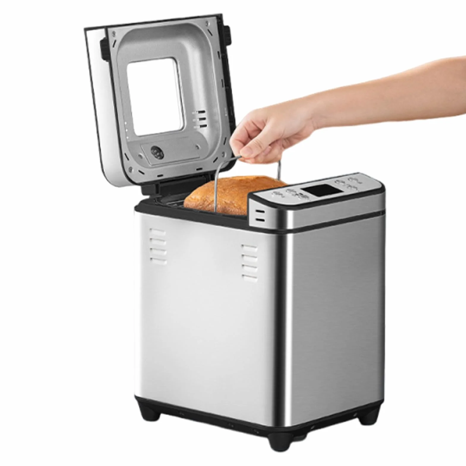 Tnfeeon Máquinas de Pan Capacidad de 2 Libras 700 W Máquina de Pan Antiadherente de Doble Calentamiento con Temporizador de Retardo de 15 Horas Bajo Ruido para Hacer Pasteles Máquina Automática 25