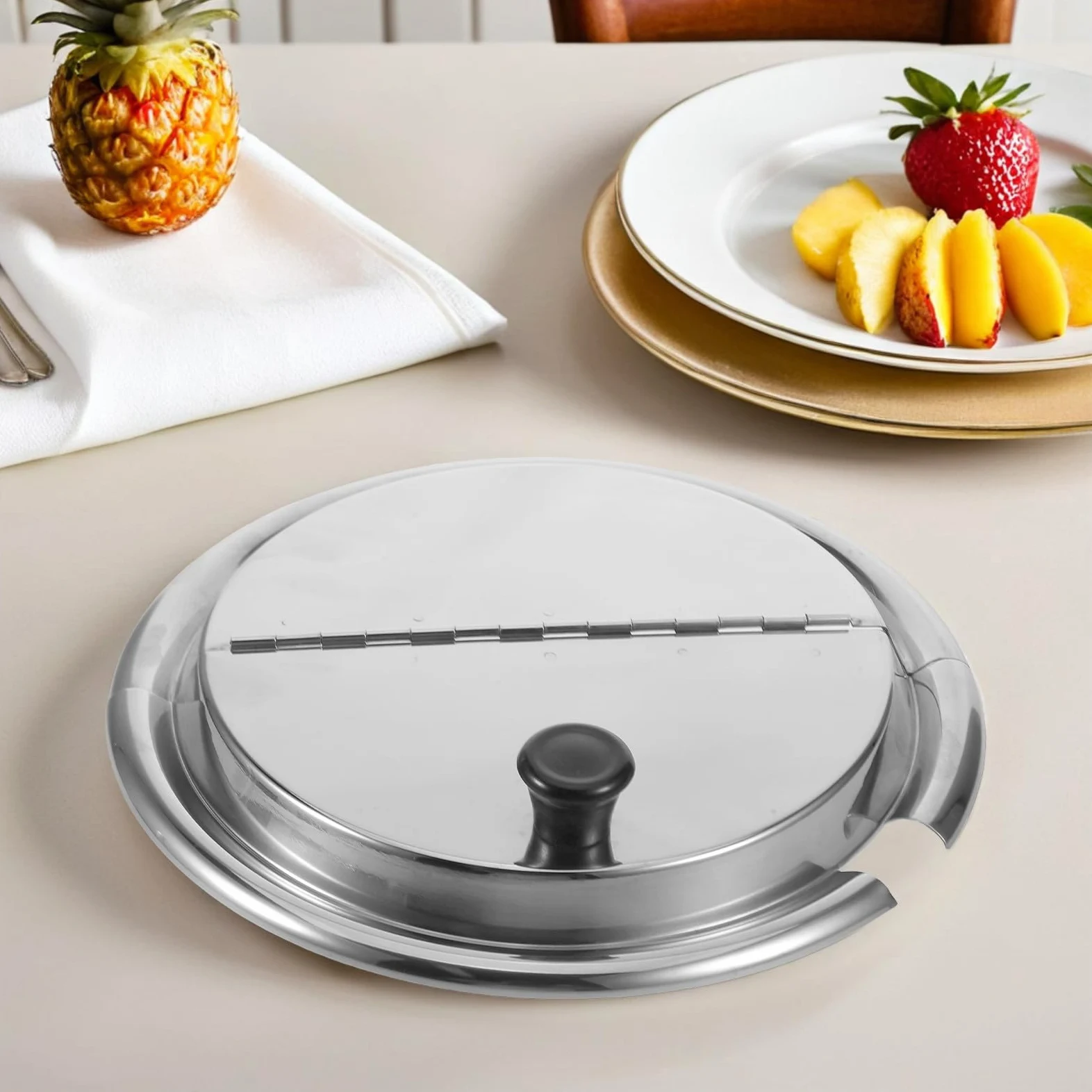 Tapa de Sartén de Acero Inoxidable Asa, Diseño Profundo y Grueso, para Ollas y Sartenes, Adecuado para Freír y Cocinar al Vapor, Diámetro 25cm
