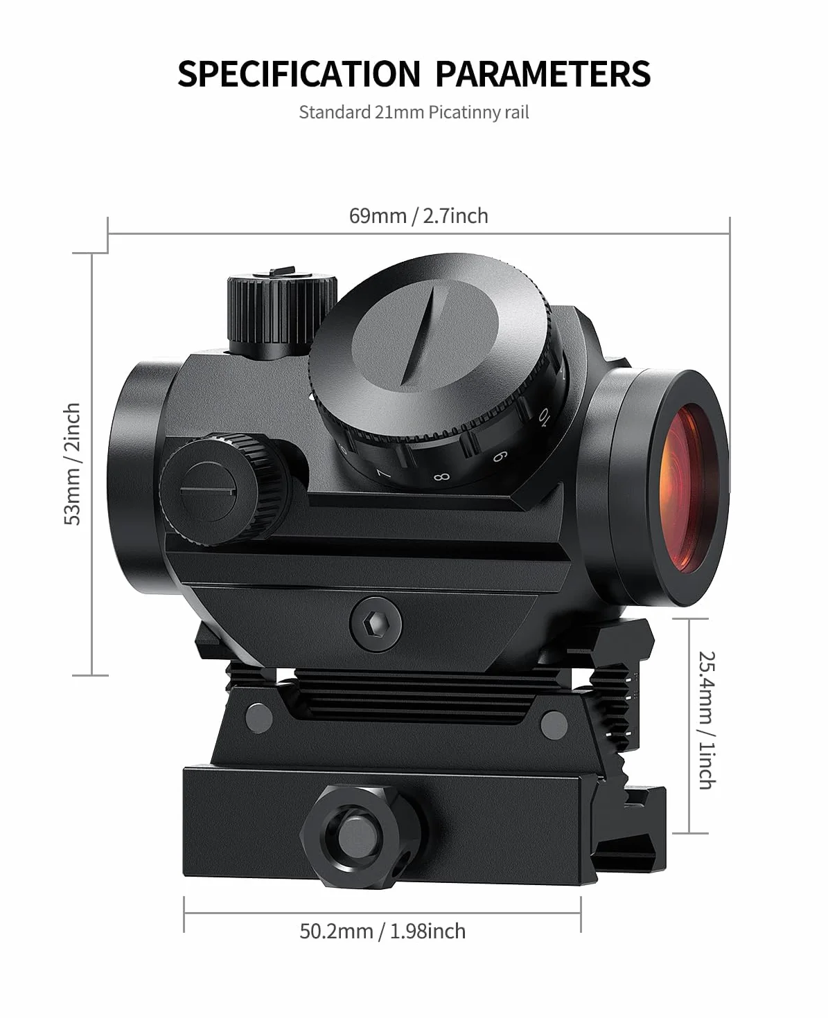 Feyachi RDS-10 Mira Punto Rojo Airsoft Deportiva
