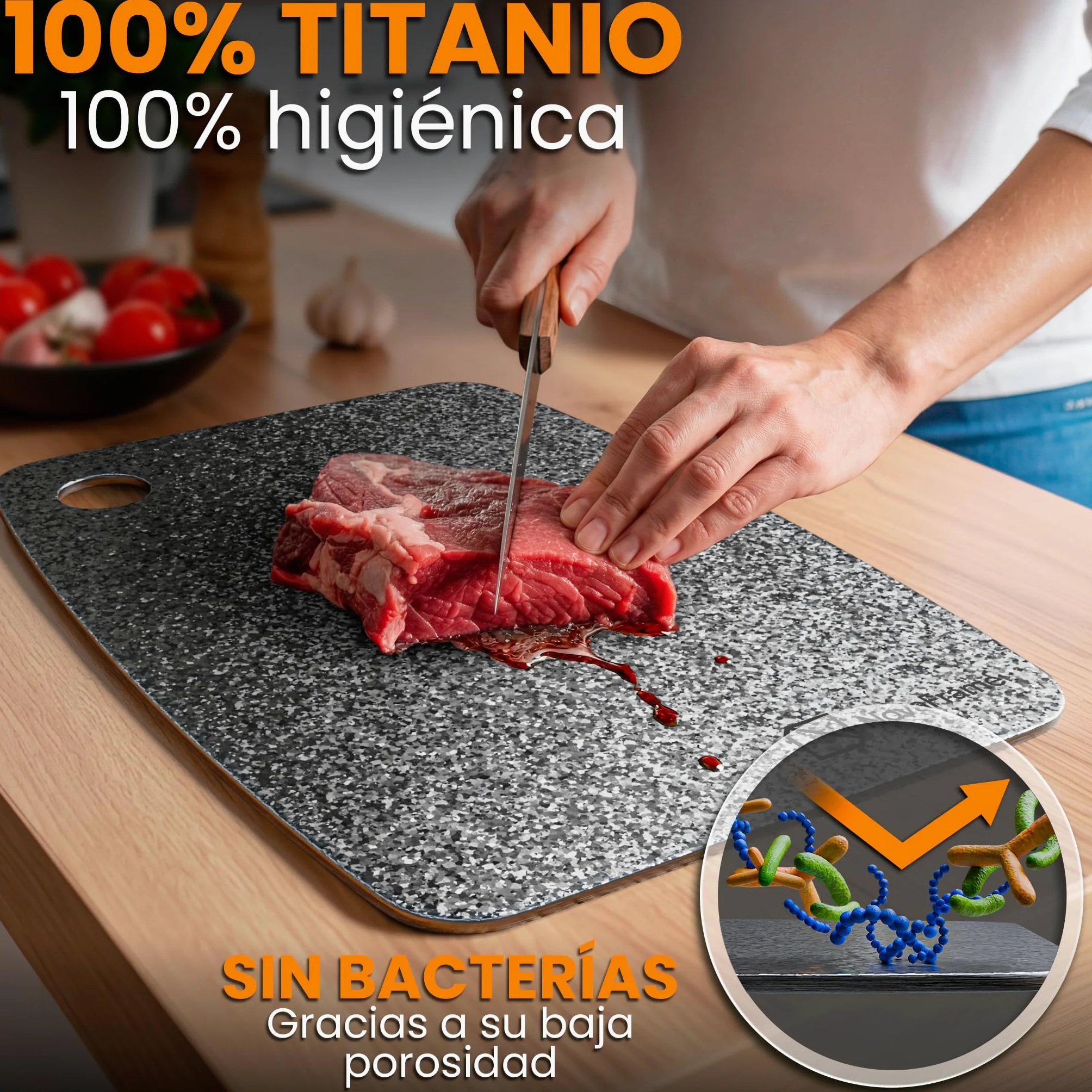 Tabla de cortar de titanio 100% puro 40x30cm – tabla cortar titanio doble cara, tabla antibacteriana para cocina, titanium cutting board ultra resistente, tabla de titanio puro premium
