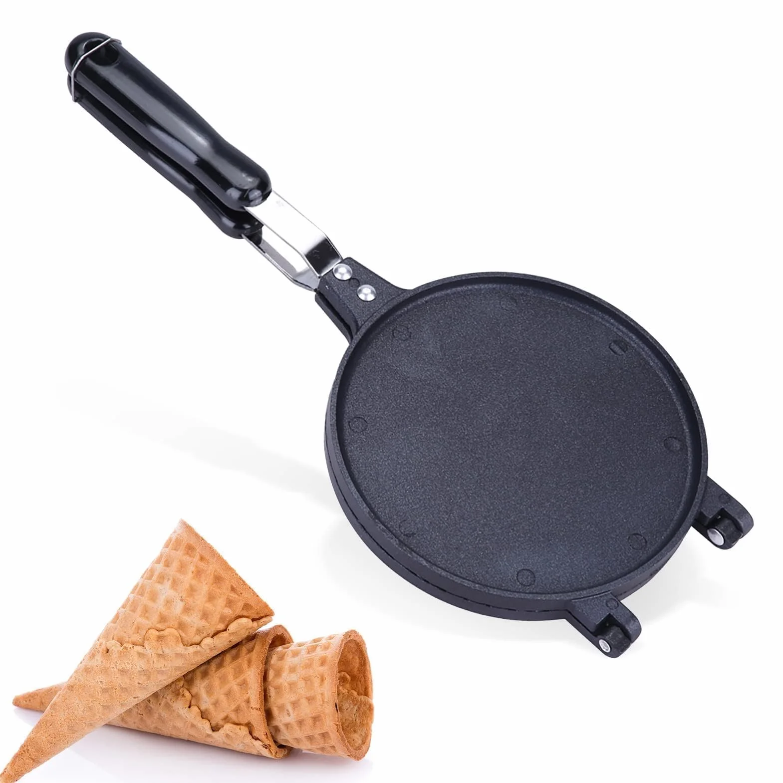 Waffle Cone Maker, Aleación de Aluminio Egg Roll Ice Cream Cone Maker Waffle Irons Baking Pan Non Stick Waffle Irons Mold Pan Non-stick Egg Roll Maker for Kitchen