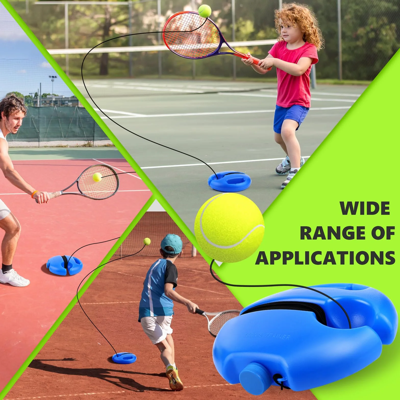 Juego de Entrenador de Tenis, El Entrenador de Tenis Hace rebotar la Pelota, con 2 Pelotas Que rebotan, para Entrenamiento Niños Adultos Jugador