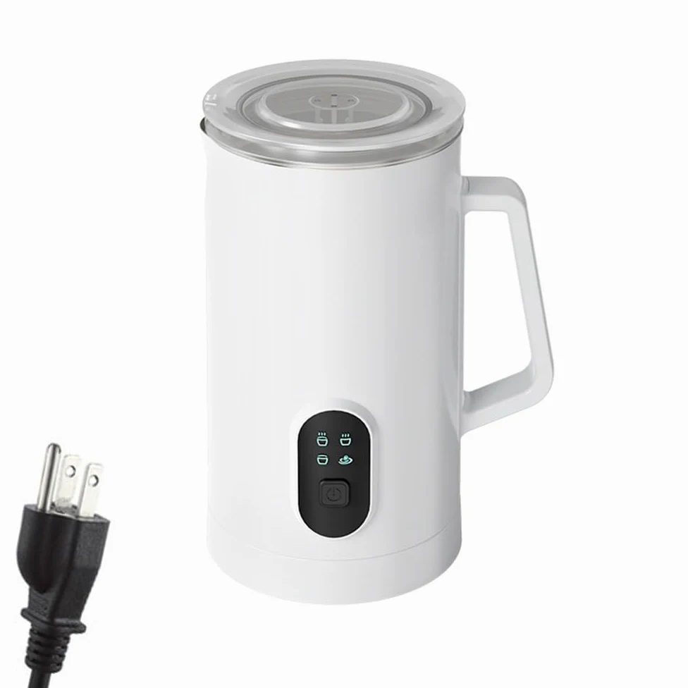Espumador De Leche Eléctrico 4 En 1 400w con Gran Capacidad 580ml, Espumador De Leche Caliente Y Fría De Acero Inoxidable 304 para Cappuccino Latte Chocolate Caliente Y Café En Casa White
