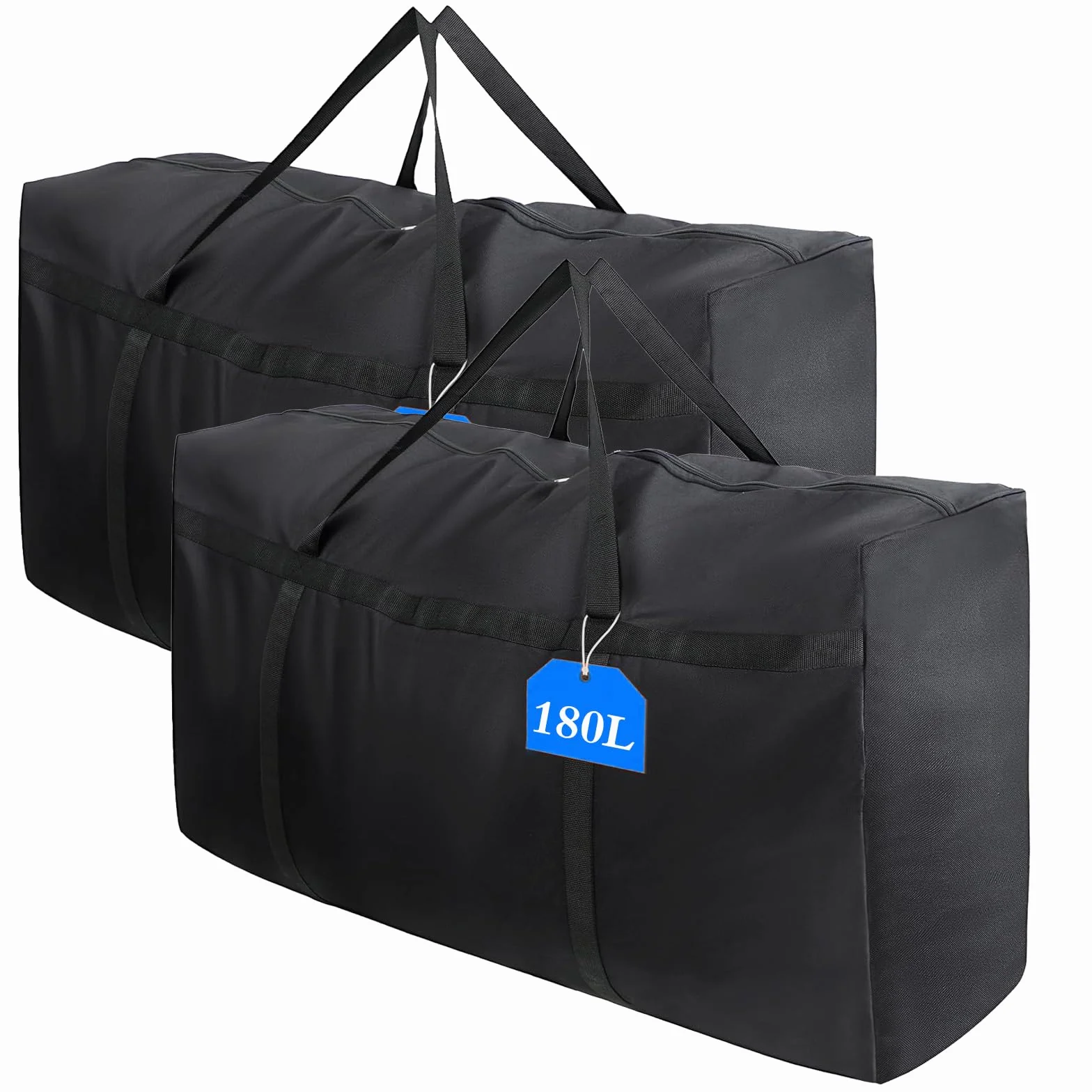 2 bolsas de almacenamiento grandes de 180 L con cremalleras, bolsas de almacenamiento gigantes impermeables, bolsas de transporte Oxford para almacenamiento de ropa, ropa de cama, edredón