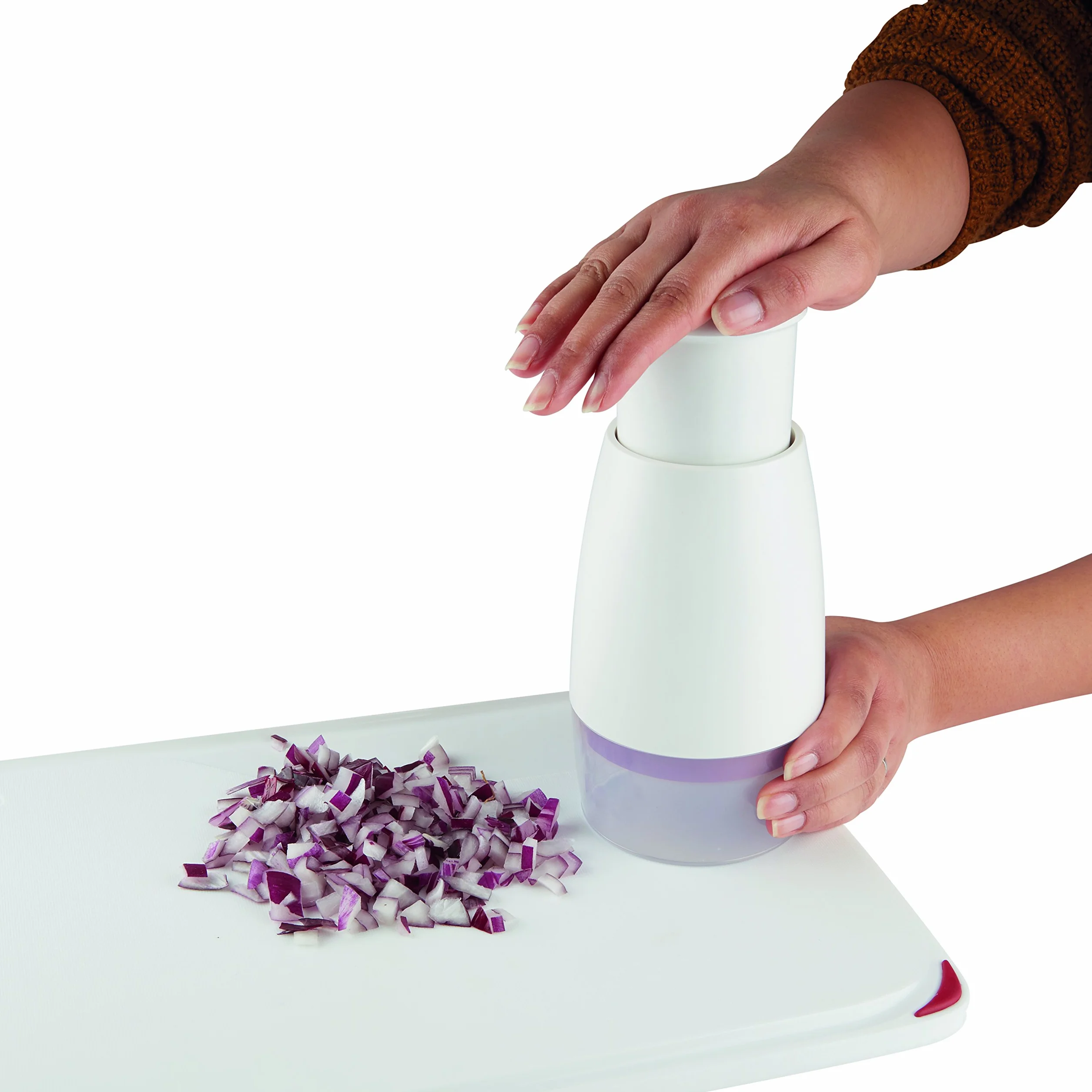 Zyliss Zick Zick Clásica Picadora Manual, Picador de Cebolla, Cortador de Verduras, Plástico/Acero inoxidable, Blanco/Rojo, Apto Para Lavavajillas, E910012
