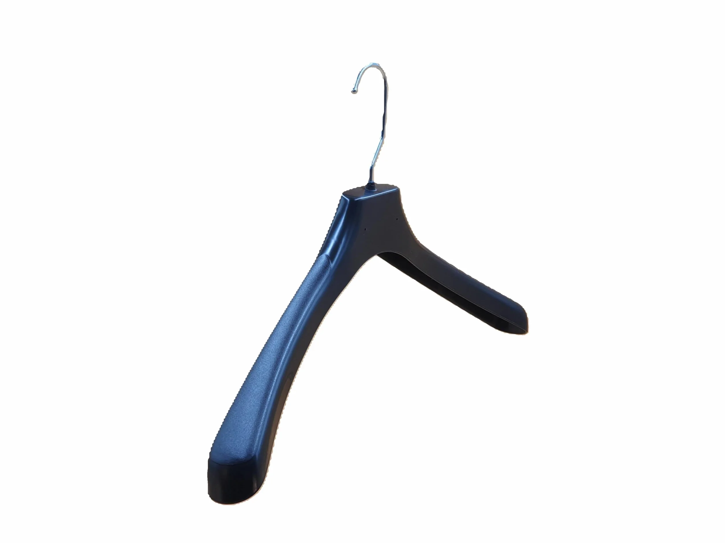 Perchas de plastico 45 cm. Pack de 10 Ud. Hombros Anchos para Trajes, Abrigos, Chaquetas, Pantalones. Gancho Giratorio 360º Preparado para desbloquear. (Sin Barra)