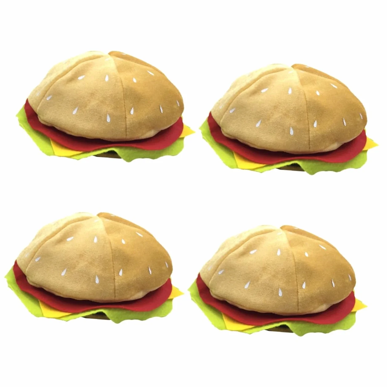 4piezas Sombrero De Hamburguesa Divertido Cosplay y Halloween Gorro De Diseño Adorable y Original Para Adultos