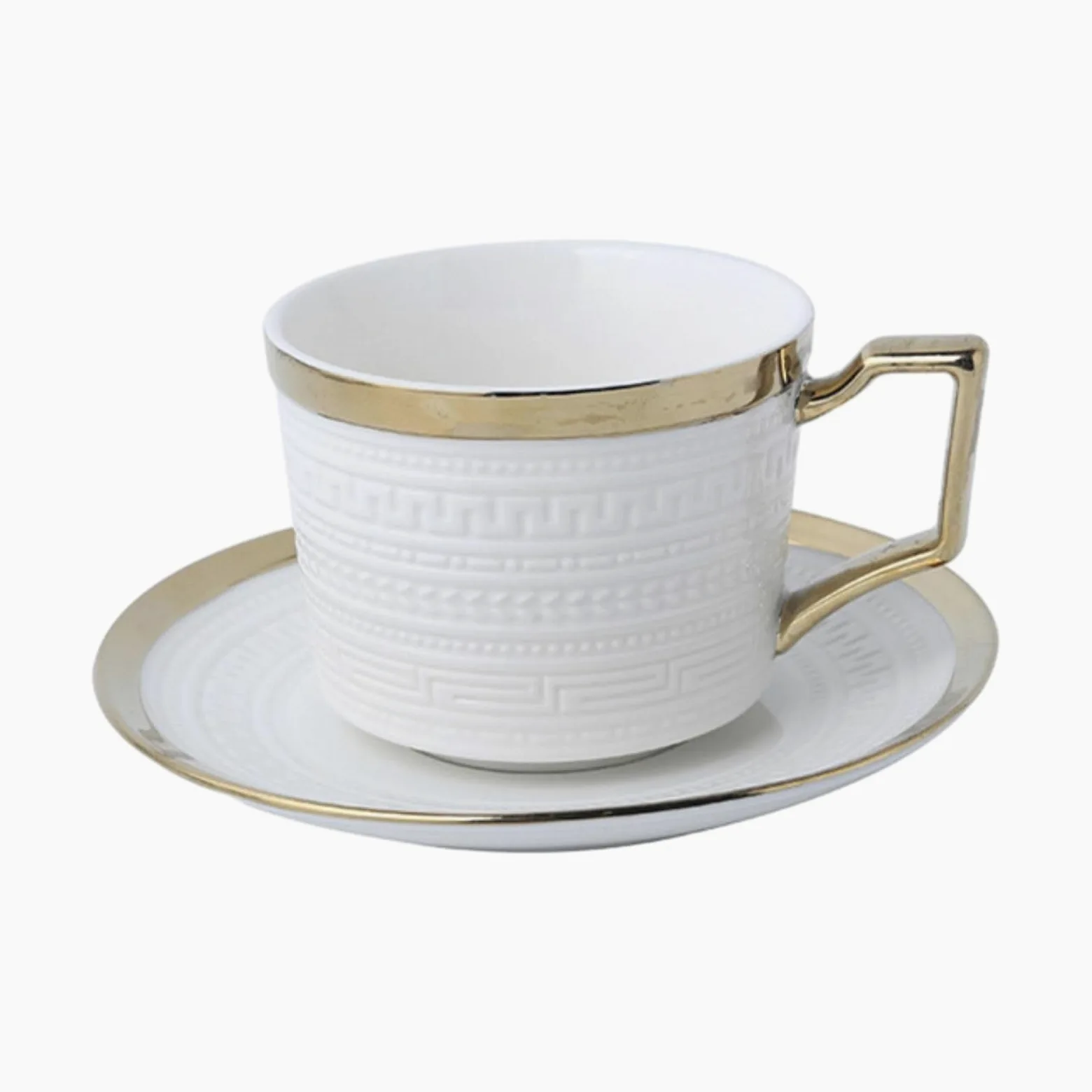Juego de Taza de café Europea, Taza y platillo de Porcelana Fina, Juego de Taza y Plato de café de cerámica de Estilo Europeo con Borde Dorado y Borde Plateado de 230 ml, para Uso doméstico.