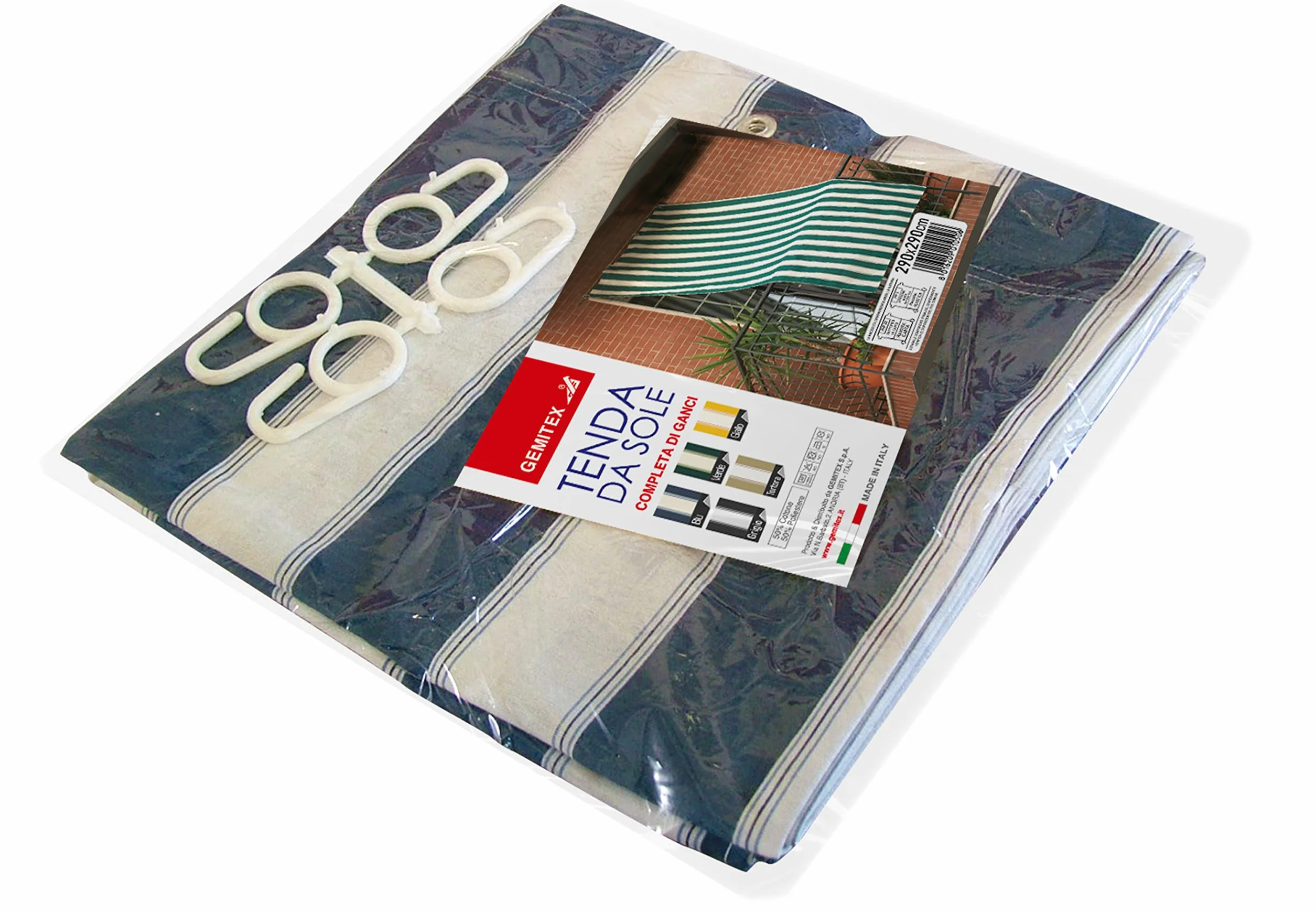 Toldo de Rayas Pardo 150 x 290 cm con Ojales y Ganchos para Exterior