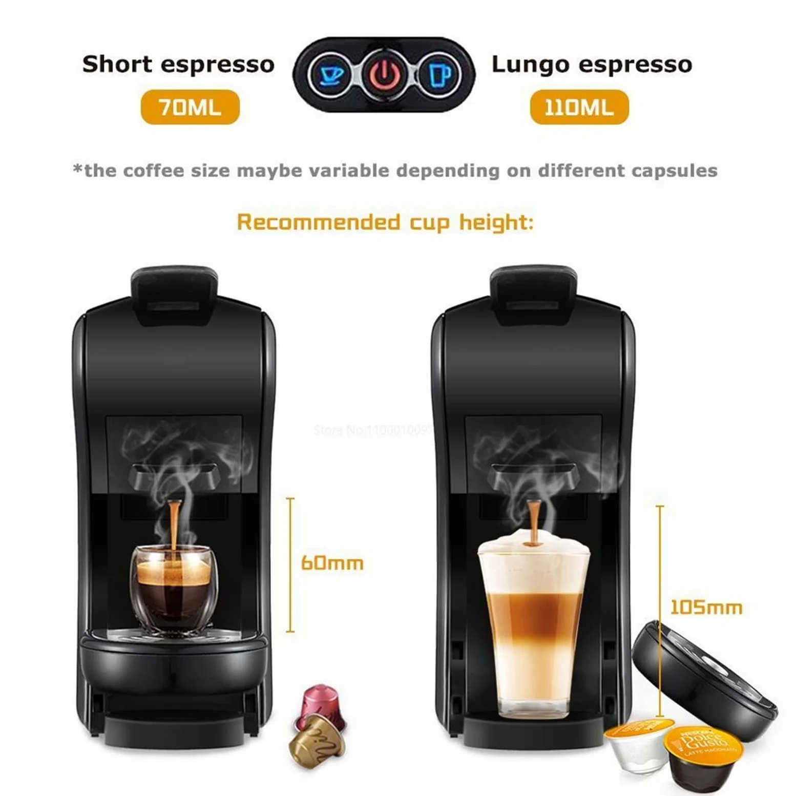 DieffematicKF Cafetera Cafetera 5 en 1 Cafetera Cápsula múltiple Expresso Cafetera Cápsula de Leche Cápsula de café molido