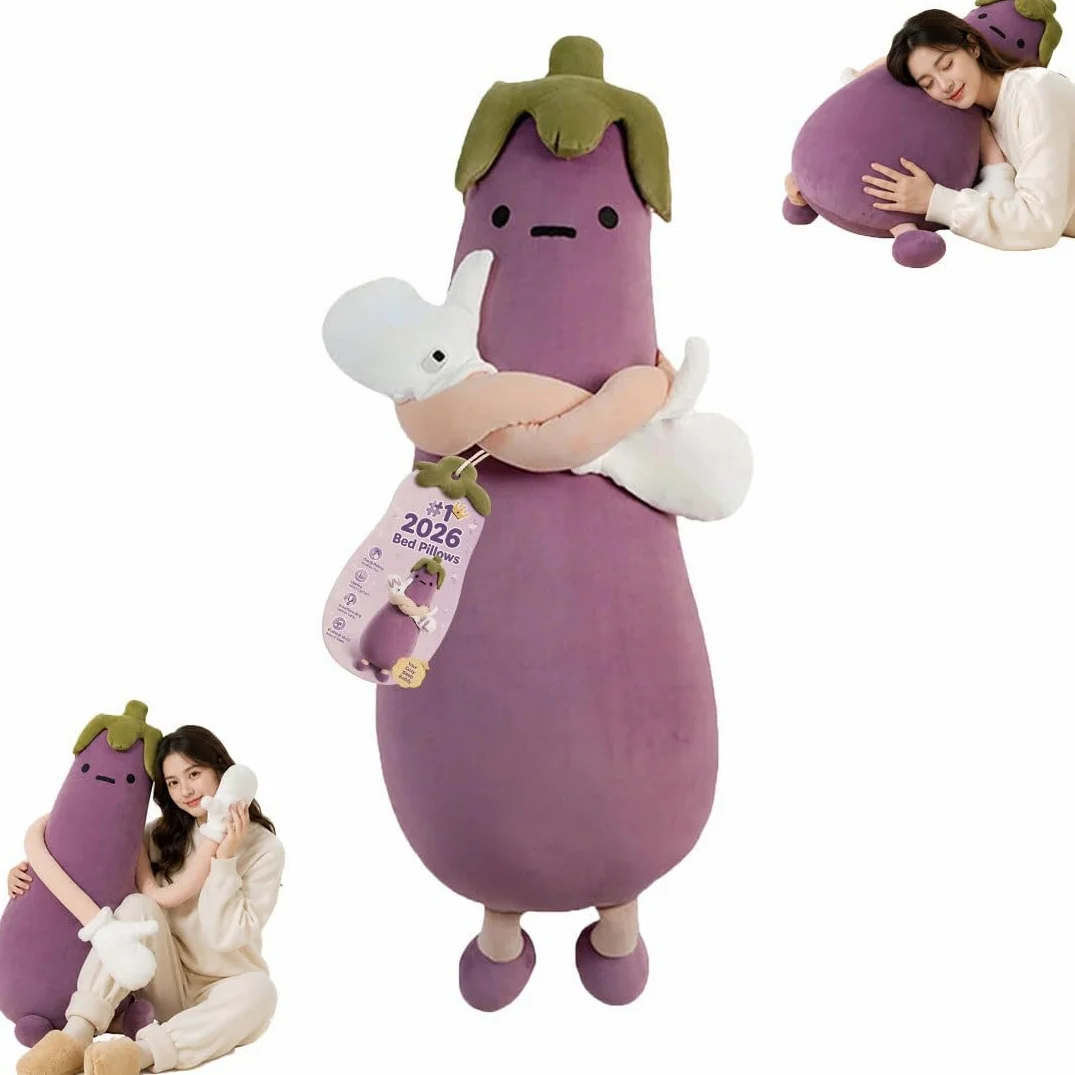 Almohada Inteligente de Berenjena/Mango Extra Grande for Ayudar a Dormir, Almohada de Felpa con calefacción y Control Remoto, for sofá Cama(Purple Basic Model,M)