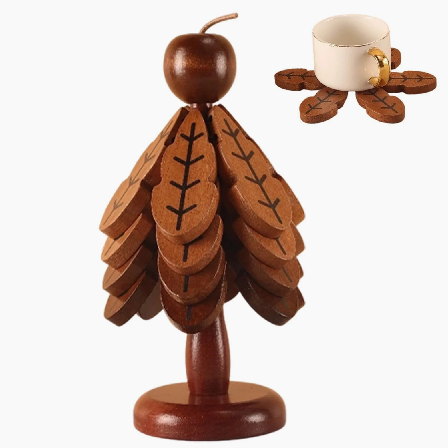 Set Salvamanteles Árbol De Madera Posavasos Navideño Antideslizante | Set Salvamanteles Árbol De Madera Para Encimeras Vidrio Platos Calientes Ollas Sartenes Teteras Bebidas