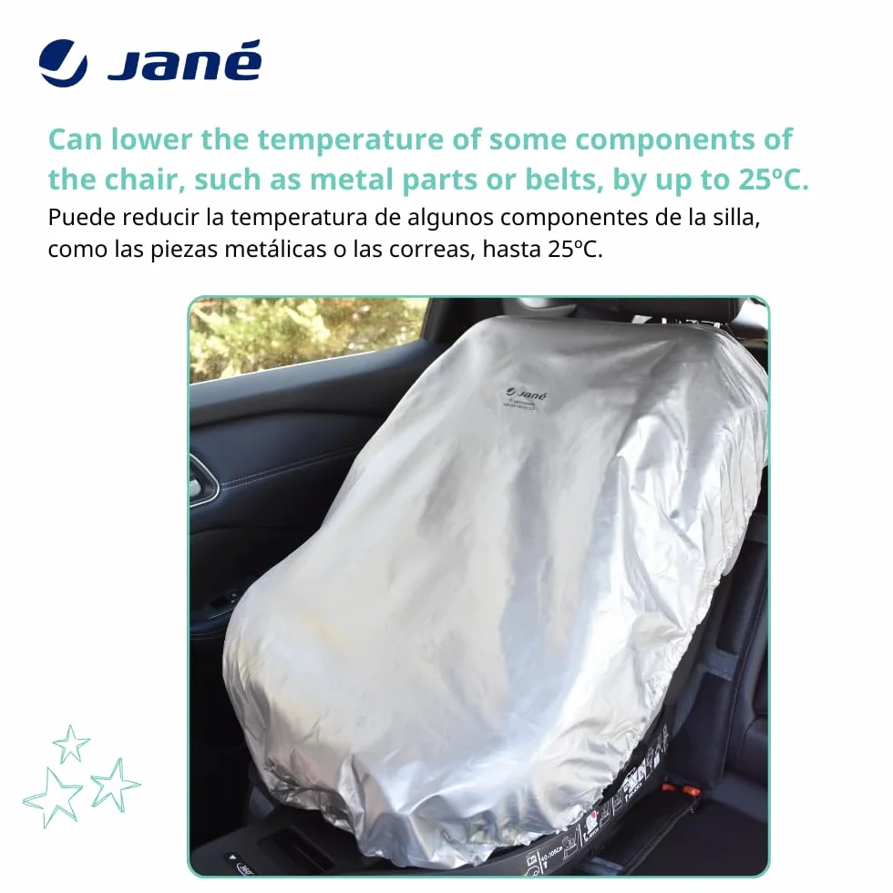 Jané Funda Antitérmica Silla Coche Bebé Universal, Protección Solar Anti-UV, Reduce el Calor hasta 25°C, Plegable, Impermeable, Gris