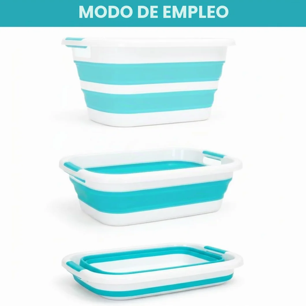 edihome Barreño Plegable 26 L – Cesto Ropa Colada de Plástico y Silicona con Asas, Cesta Multiusos Para Lavadora al Tendedero, Laundry Basket y Almacenaje Hogar (Turquesa, M)