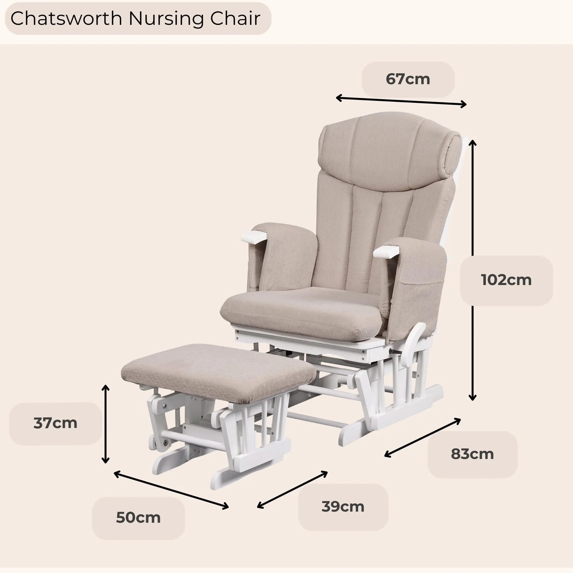 Kub Chatsworth Planeador y Escabel Blanco