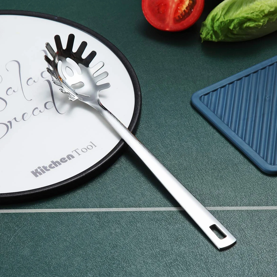 Berglander Cuchara para espagueti, Servidor para pasta, Cuchara para pasta de acero inoxidable, Tenedor para pasta, Tenedor Noddle, Resistente al calor, Apto para lavavajillas