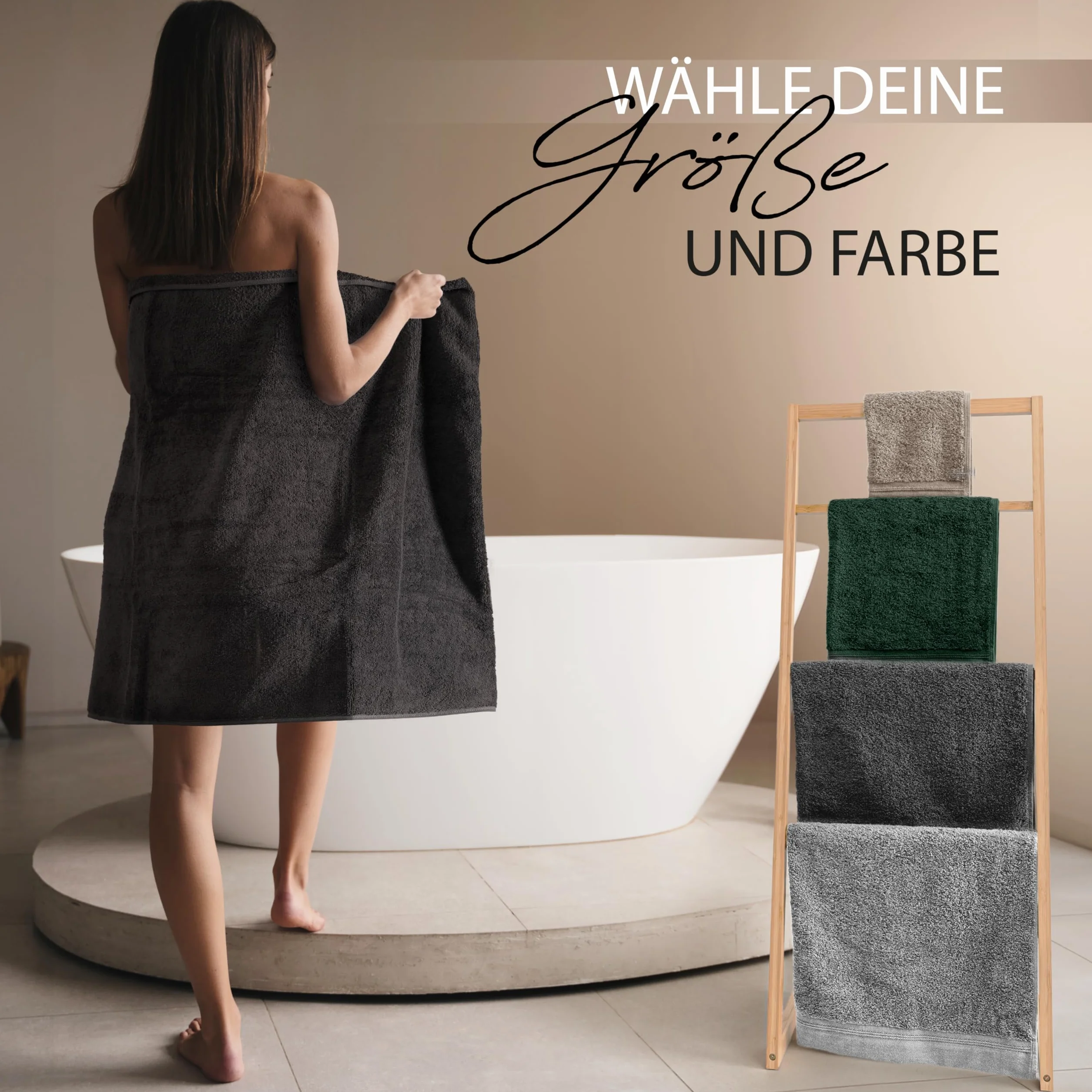 Hausfelder Juego de 4 toallas de mano de 50 x 100 cm, 500 g/m², 100 % algodón, certificado Ökotex (50 x 100 cm, color verde claro)