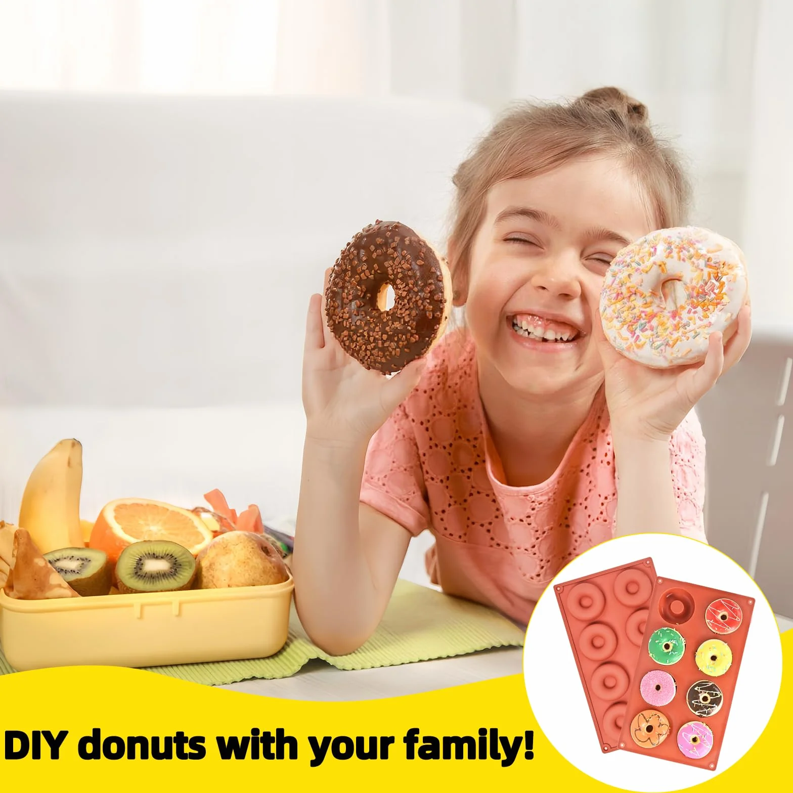 2 Moldes de Silicona para Donuts 8 Cavidades | Molde Reutilizable para Hornear Donas, Cupcakes, Pasteles, Galletas y Gelatina | Moldes para Repostería Casera Antiadherentes