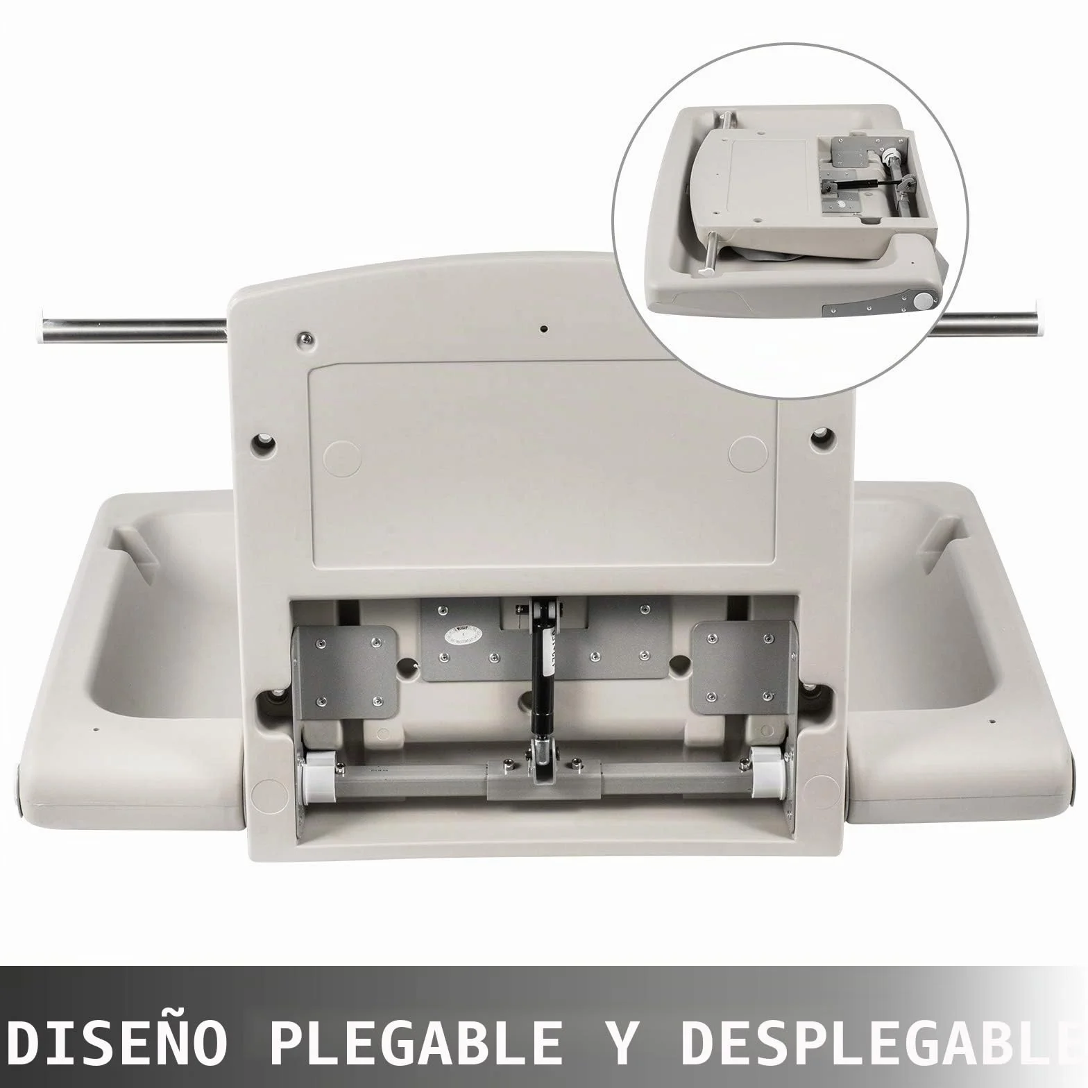 VEVOR Cambiador para Bebé Plegable de Pared 85x57x47 cm HDPE Carga 15 kg Gris