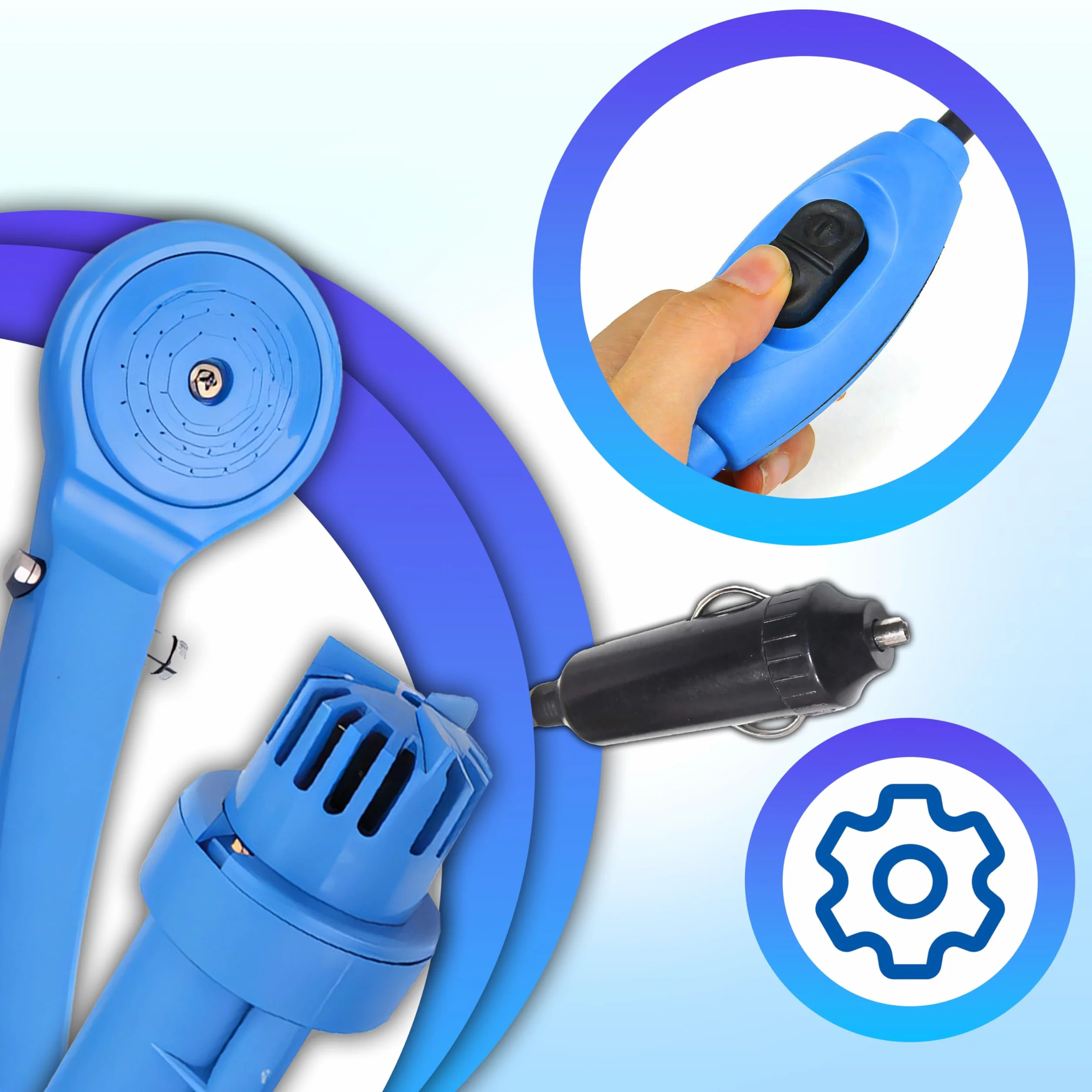 Retoo Ducha de camping portátil con bomba 35-60W Manguera 7m 12V
