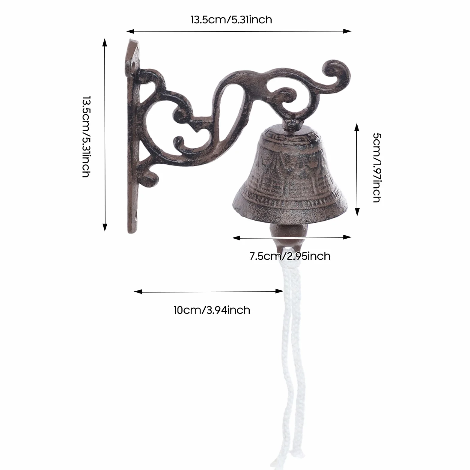 Campana de barco rústica de hierro fundido, con Capitanes Bell para arte de pared rústico, imitación de bronce, montaje en pared vintage, rústico, negro (13,5 x 13,5 cm)
