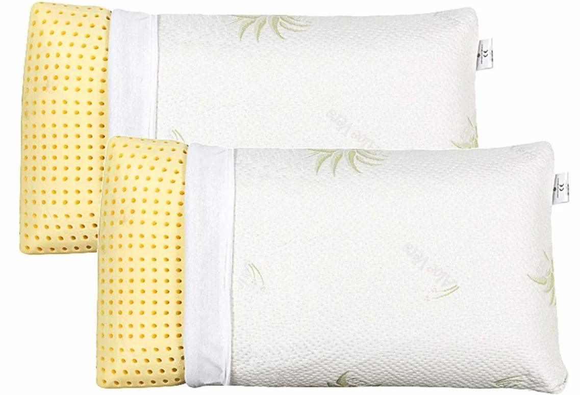 Evergreenweb - Pack de 2 almohadas para cama 40x70, altas 18 cm con tejido Aloe Vera, Relleno 100% de espuma viscoelástica
