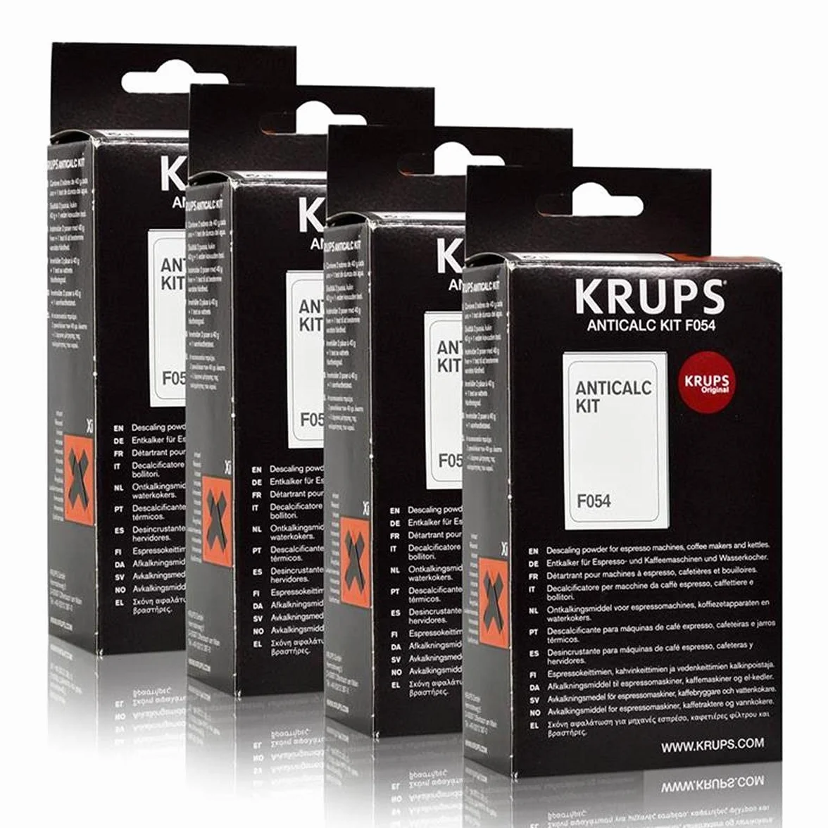 Krups Anti-cal Kit F054, Agente desincrustante Máquinas de café, Accesorios, 4 Piezas
