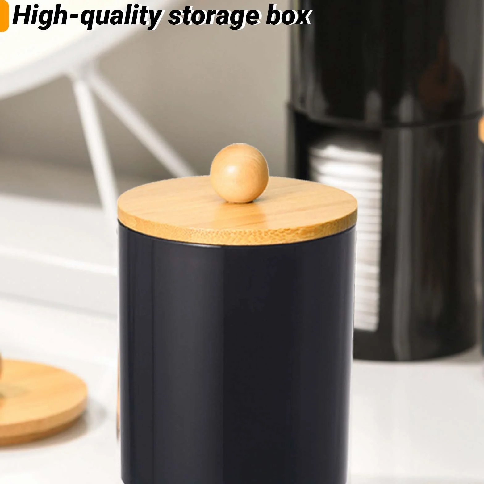 3pcs Organizador Baño, Dispensador Discos Desmaquillantes, Caja de Almacenamiento de Hisopos de Algodón, Algodón con Tapas de Bambú Contenedor per Bagno, Toletta, Soggiorno