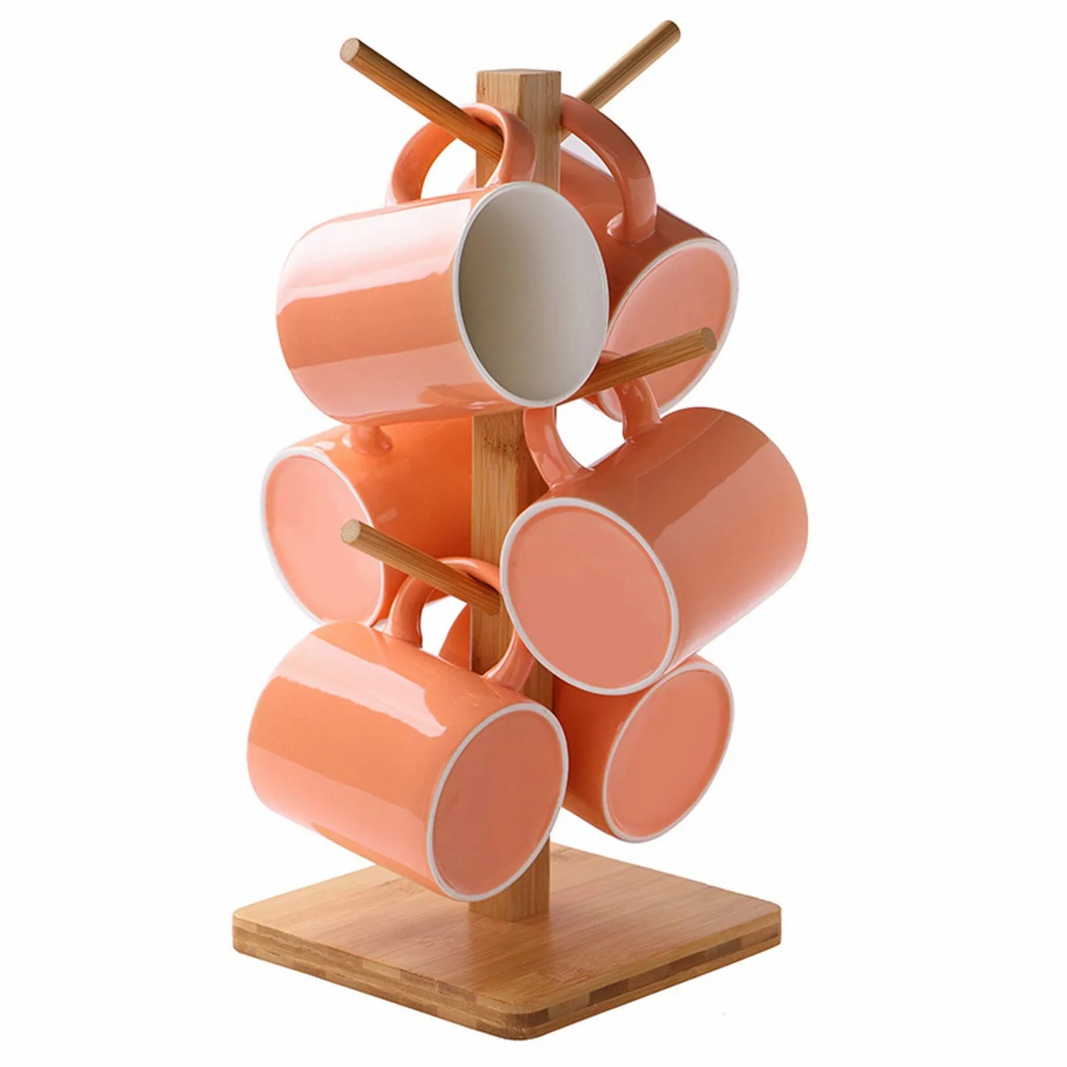 Generic Tazas de Café de Cerámica Tazas de Café de Cerámica de Color Juego de Tazas de Café de Ocio Familiar en la Sala de Estar (6)/Naranja/330 Ml