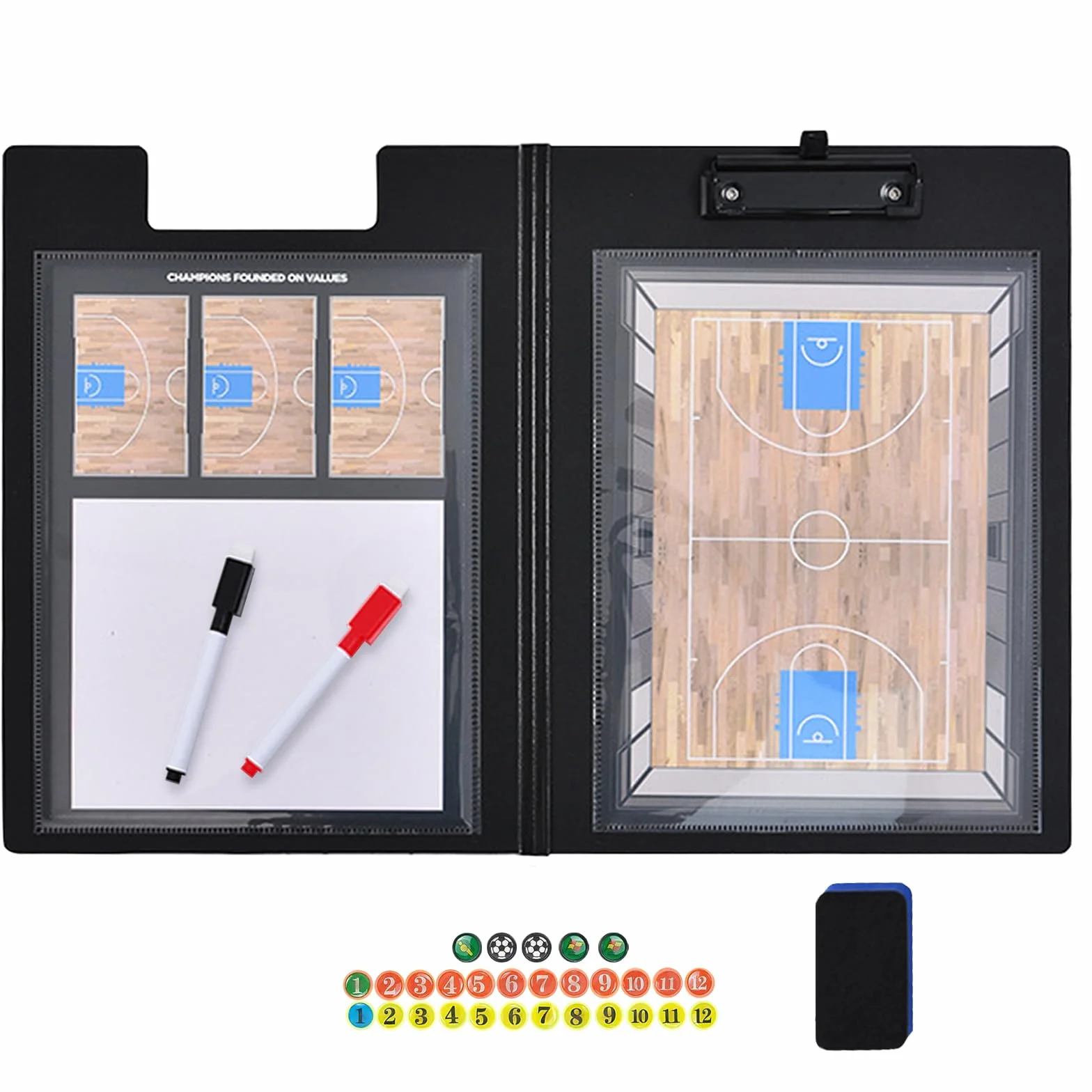 Pizarra para entrenadores de baloncesto con diagrama de cancha preimpreso portapapeles doble cara