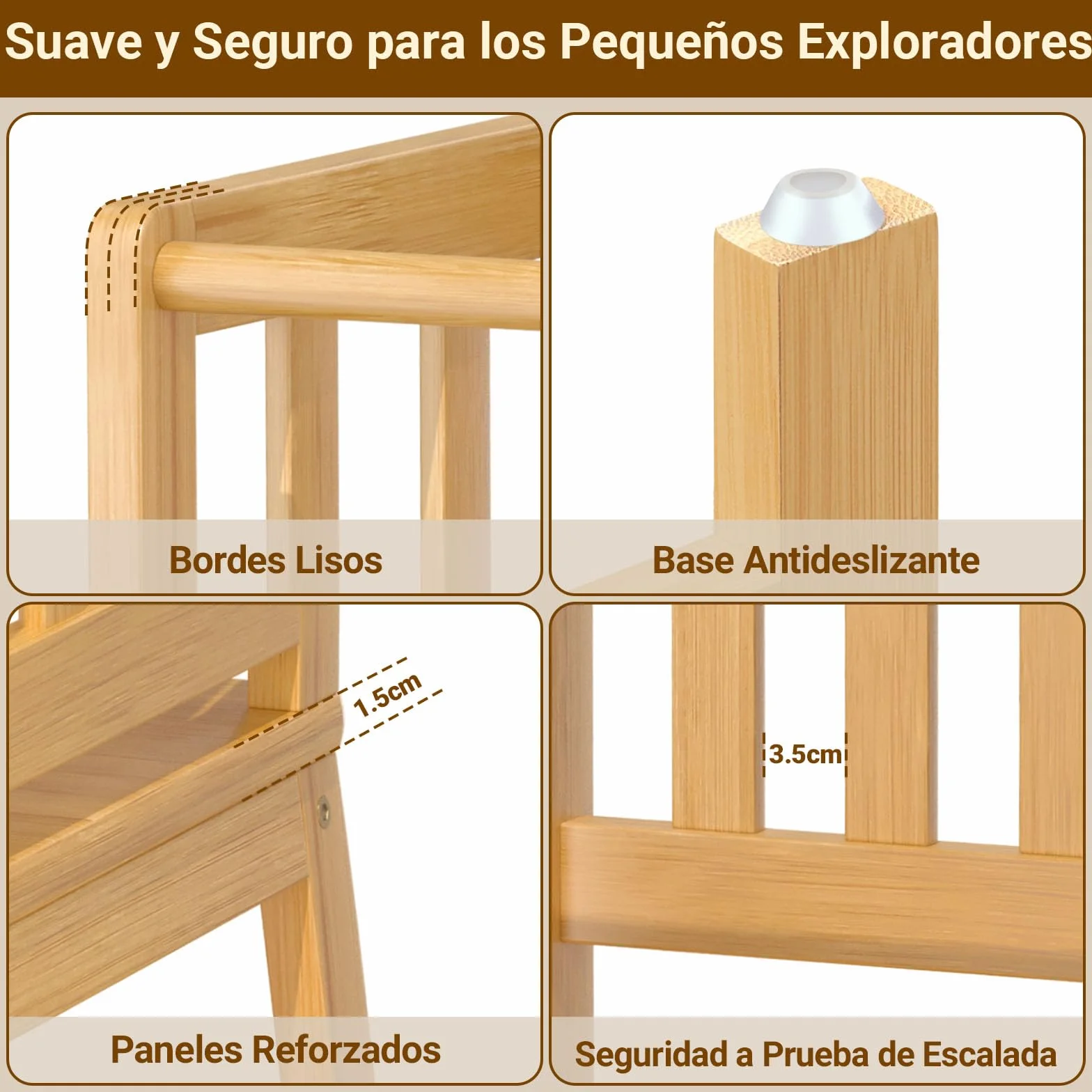 COSYLAND Torre de Aprendizaje Montessori Natural Bamboo 18 Meses Antivuelco