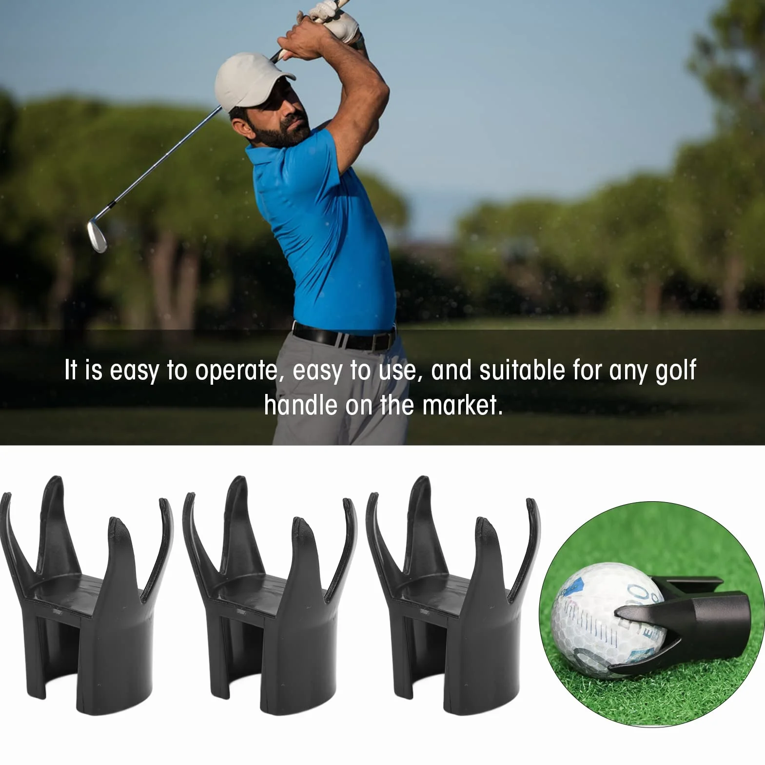 BuyWeek Recuperador de Pelotas de Golf Recogedor de Pelotas de Golf, 3 Piezas 4 Garras de Plástico PE para Agarre de Putter
