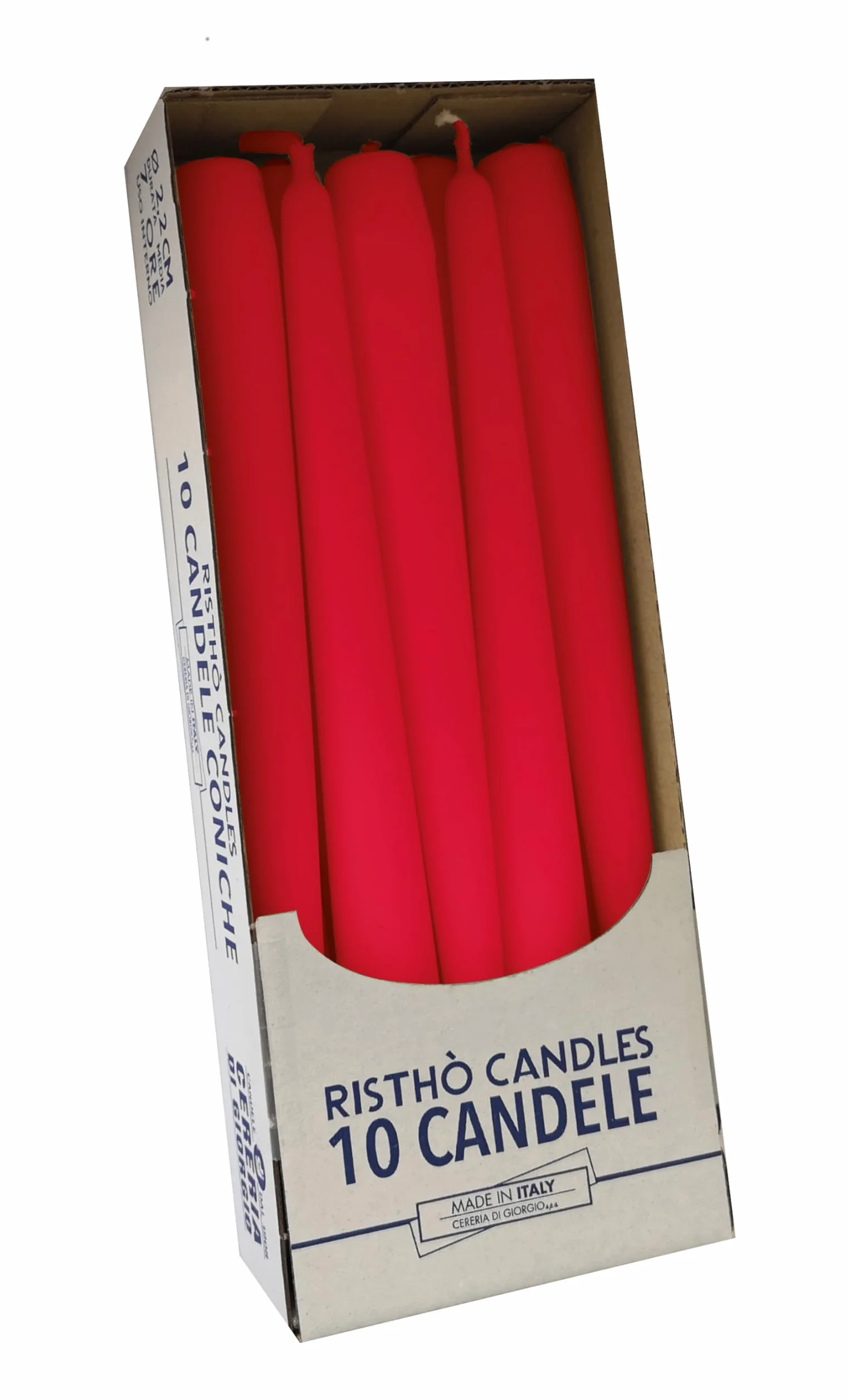 Cereria de Giorgio risthò velas cónicas para candelabro (Cera, rojo, 2.2 x 25 cm, 10 unidad