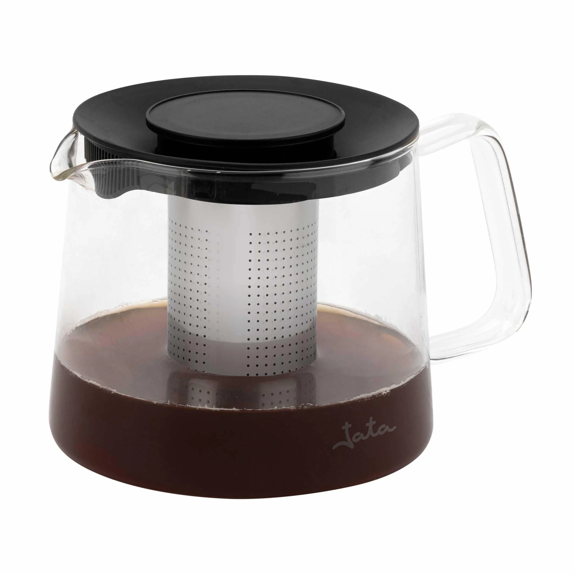 JATA HOGAR HCAF5509 - Tetera de Cristal Borosilicato 1L con Infusor de Acero Inoxidable, Tetera para Té e Infusiones, Resistente al Calor, Libre BPA, Filtro Desmontable