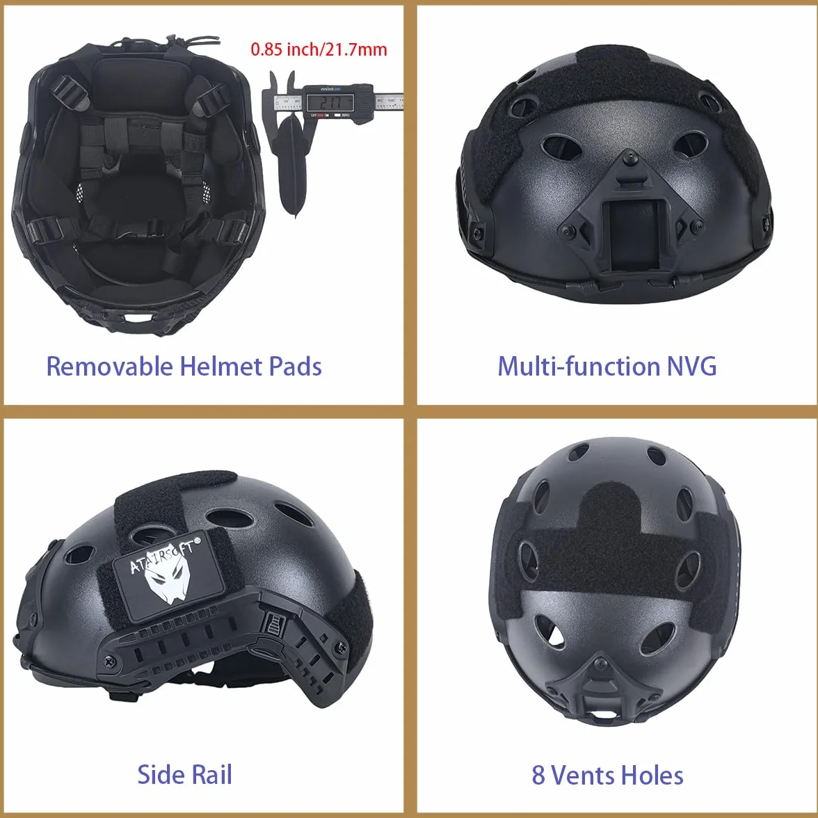 Casco de airsoft tipo PJ, táctico, militar, paintball, airsoft, casco rápido con cubierta
